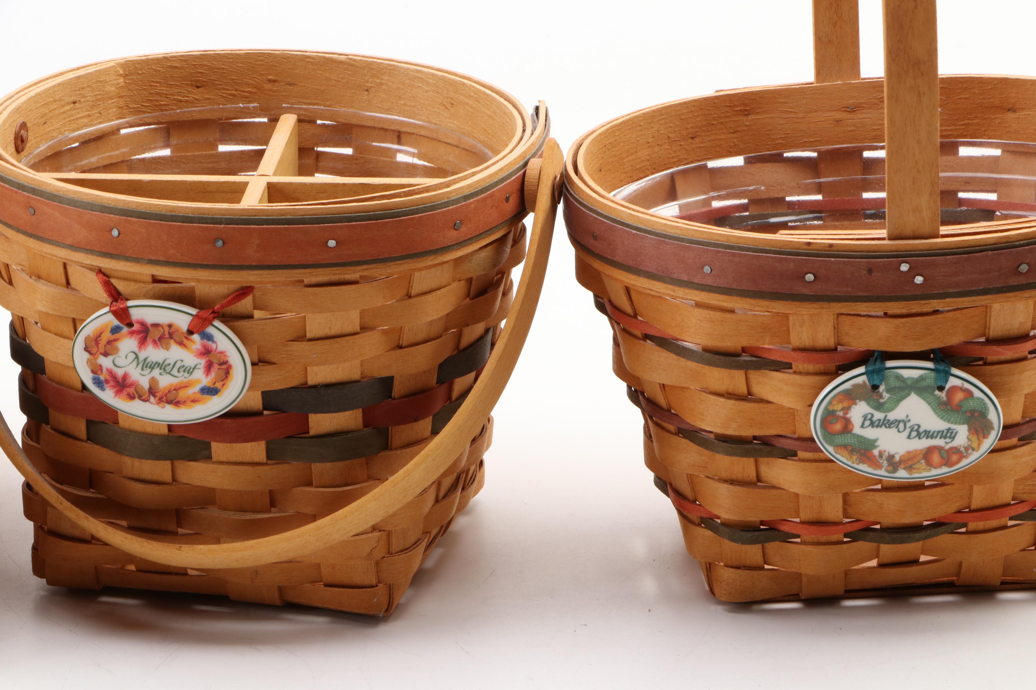 Longaberger Baskets with Autumn and Halloween Themed Ceramic and Metal Serveware