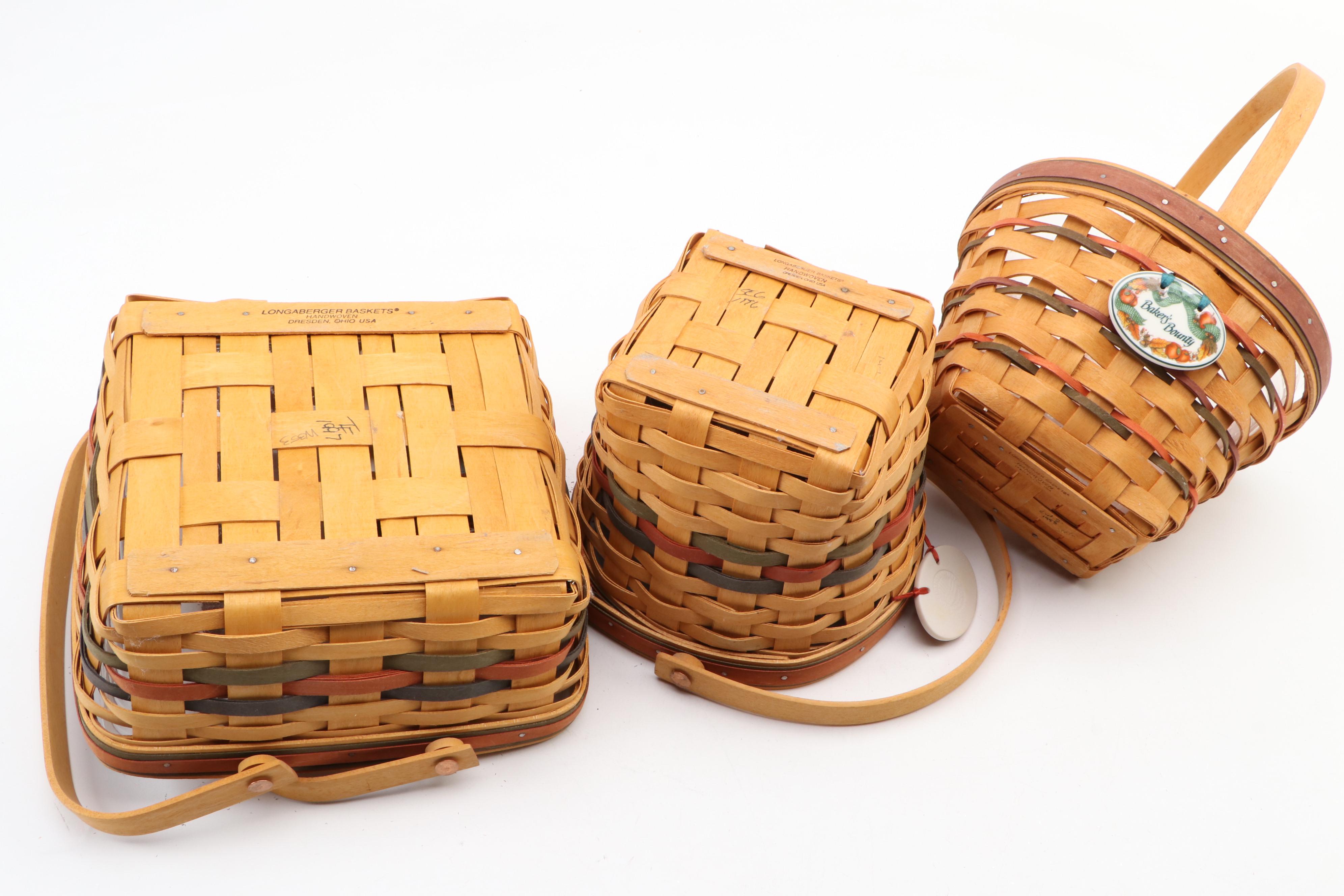 Longaberger Baskets with Autumn and Halloween Themed Ceramic and Metal Serveware