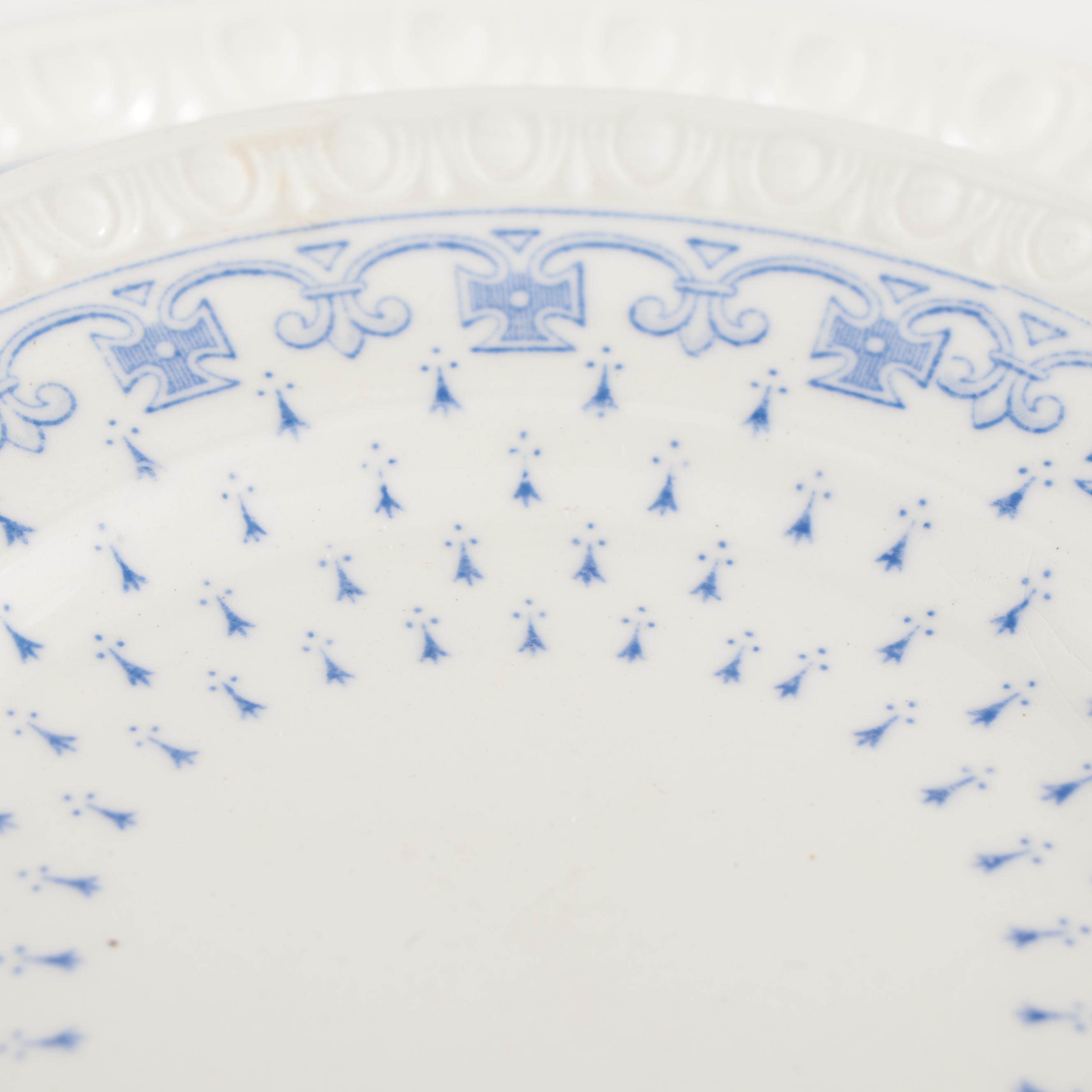 Spode "Ermine" Earthenware Plates, Teacups, and Saucers, Mid-20th C.