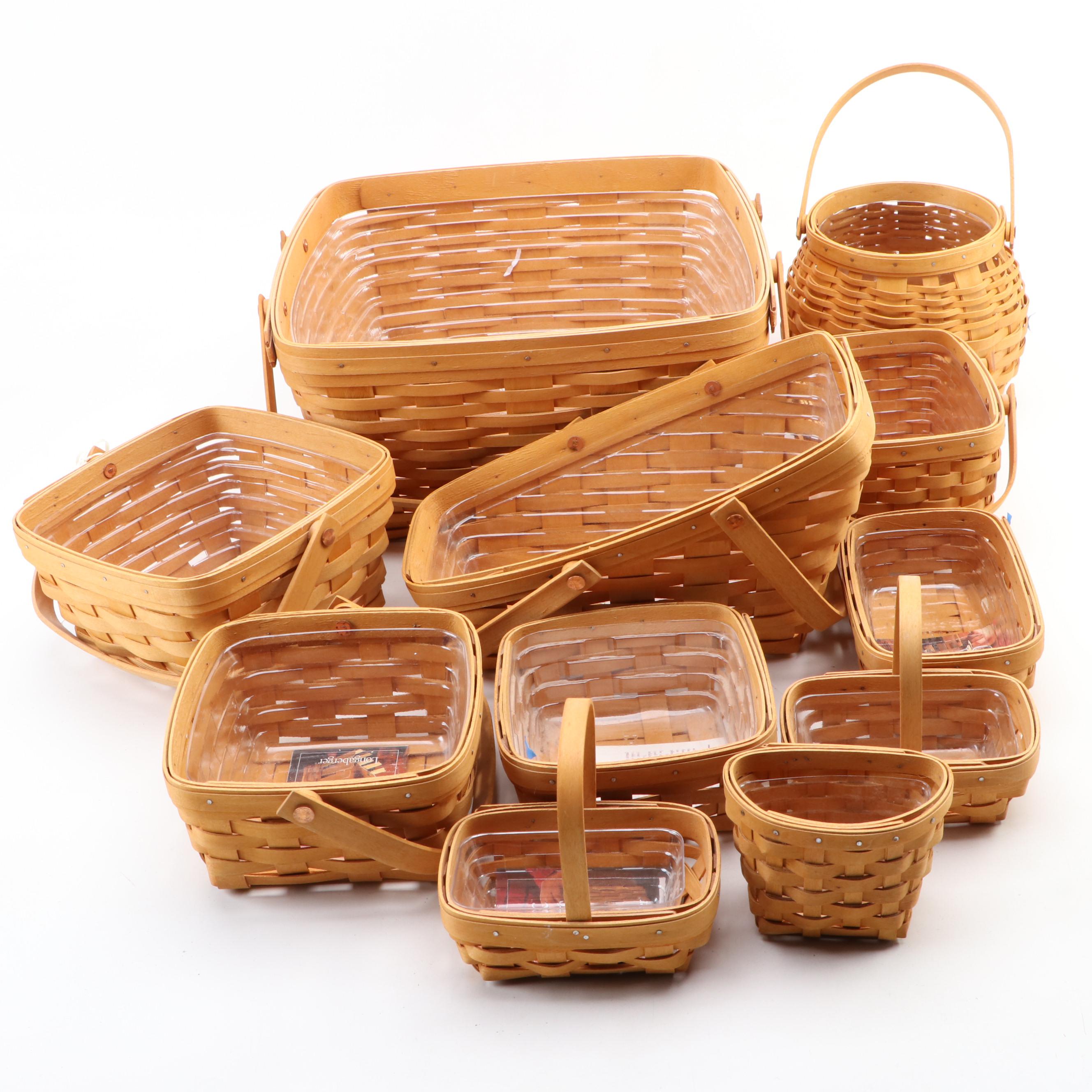 Longaberger Handwoven Baskets with Plastic Liners