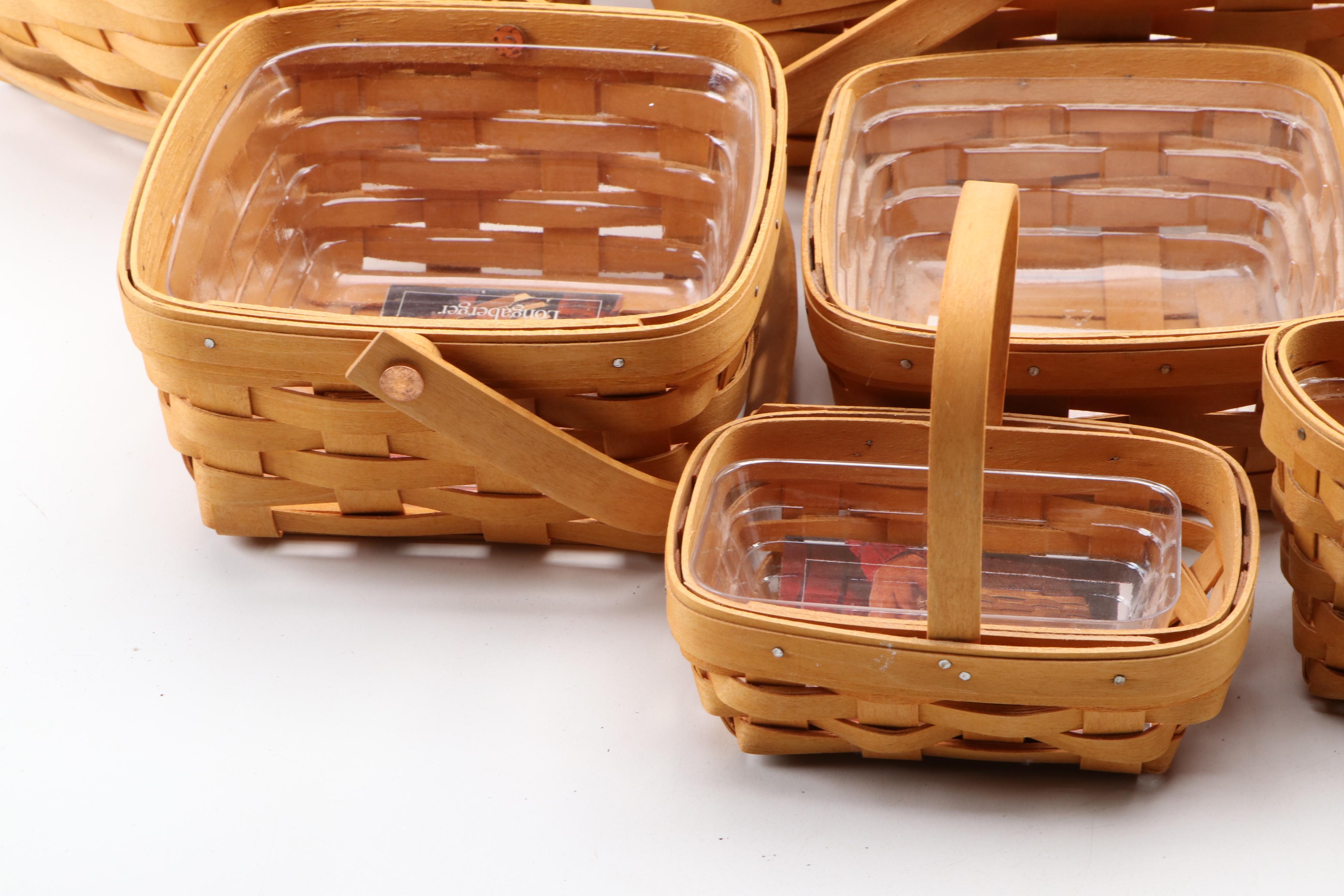 Longaberger Handwoven Baskets with Plastic Liners