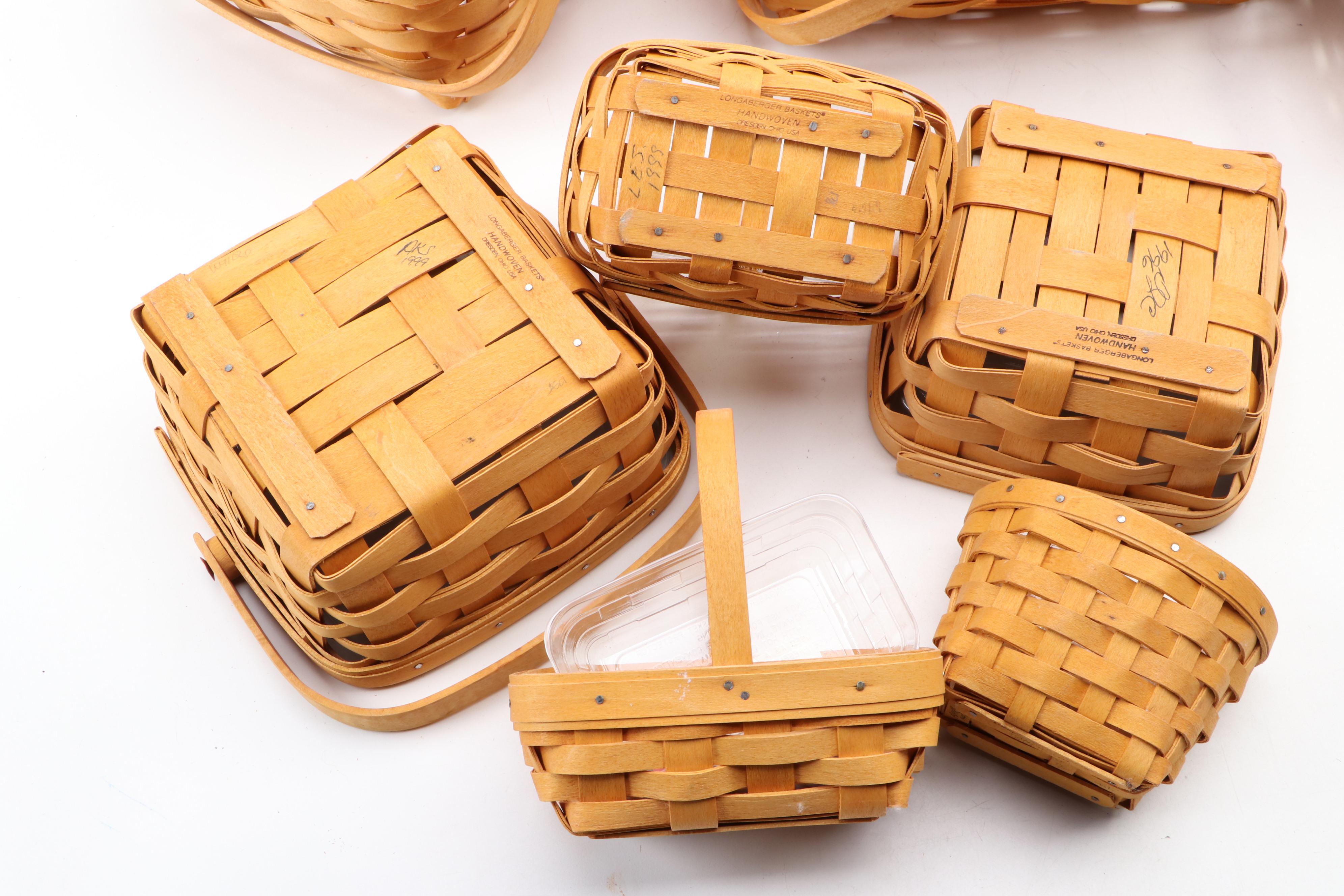 Longaberger Handwoven Baskets with Plastic Liners