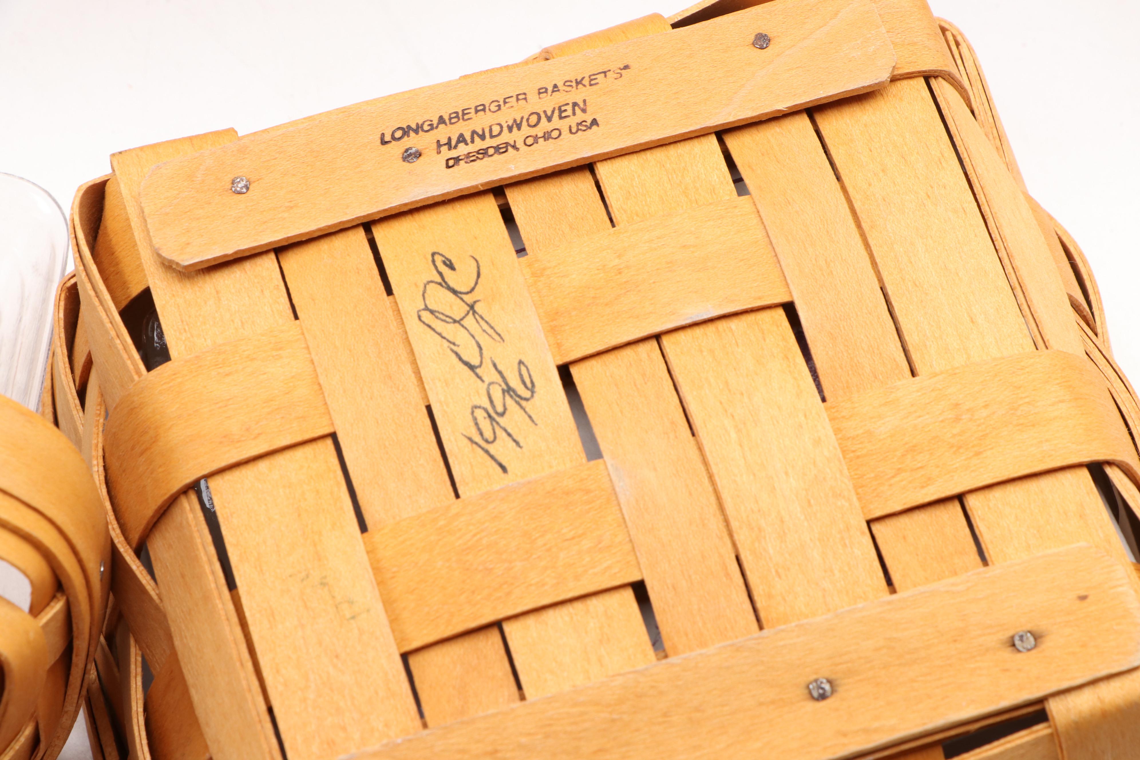 Longaberger Handwoven Baskets with Plastic Liners