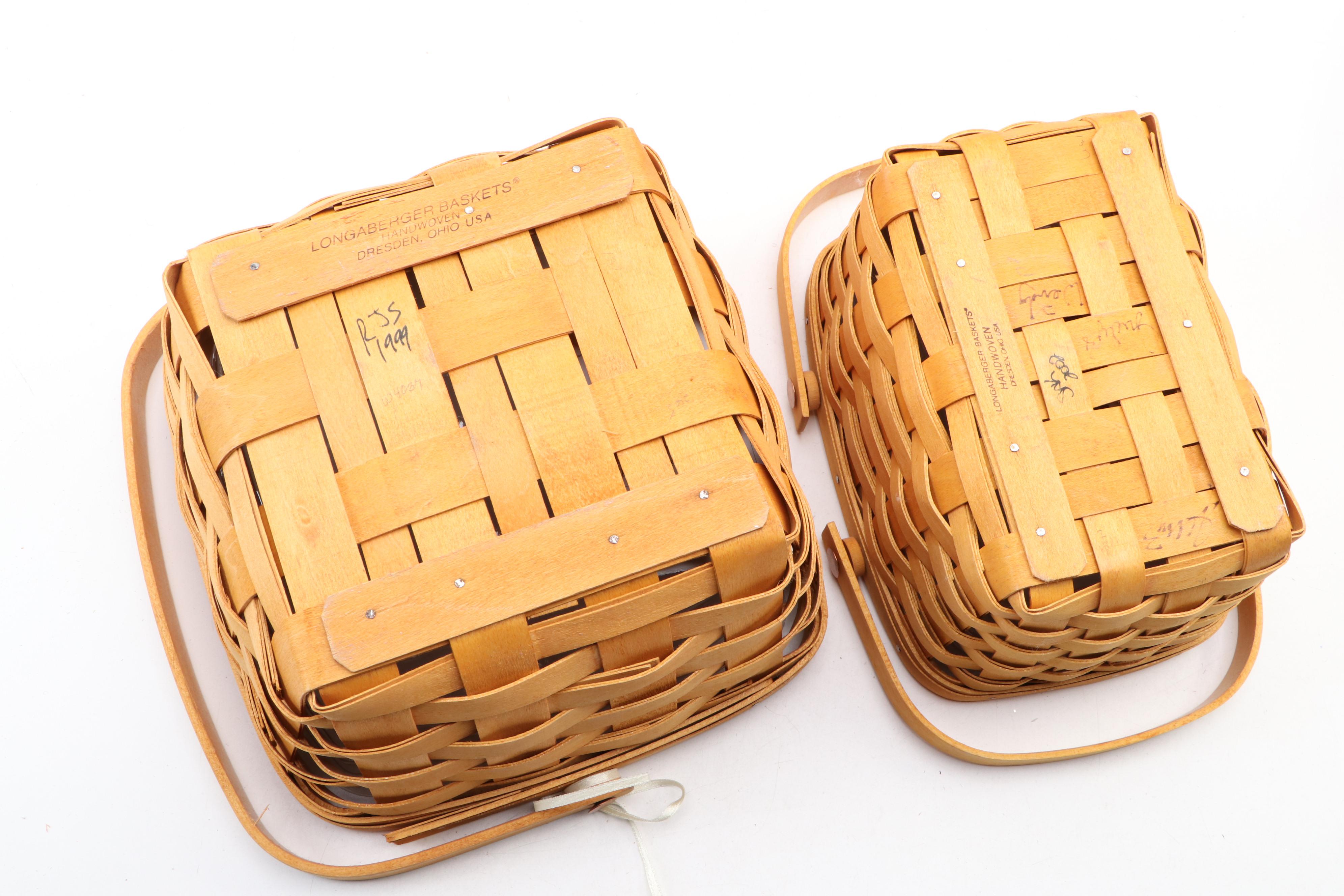 Longaberger Handwoven Baskets with Plastic Liners