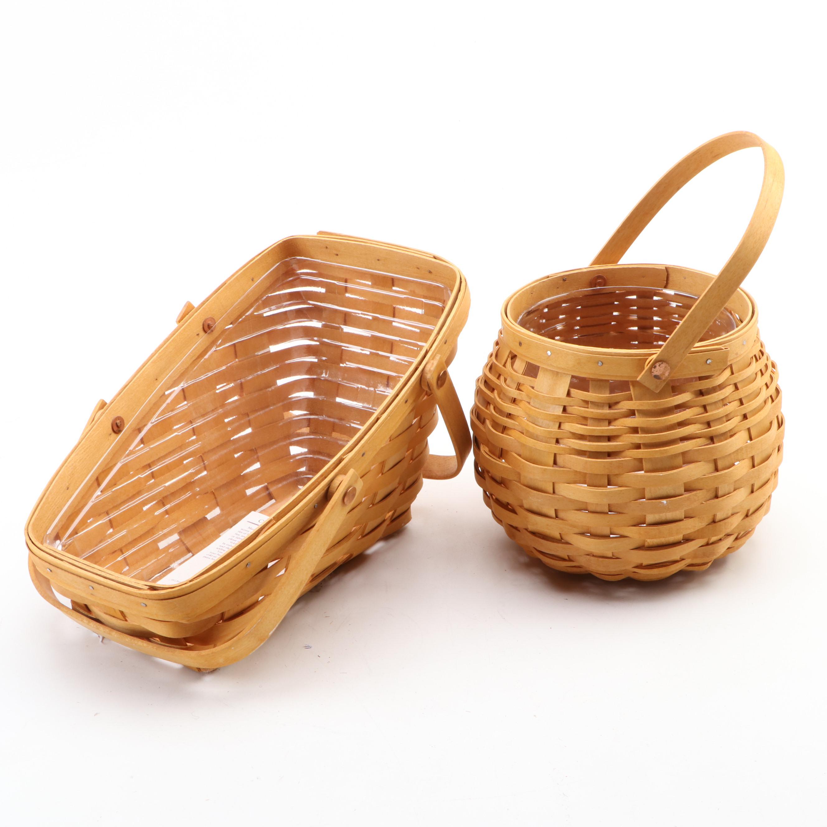 Longaberger Handwoven Baskets with Plastic Liners