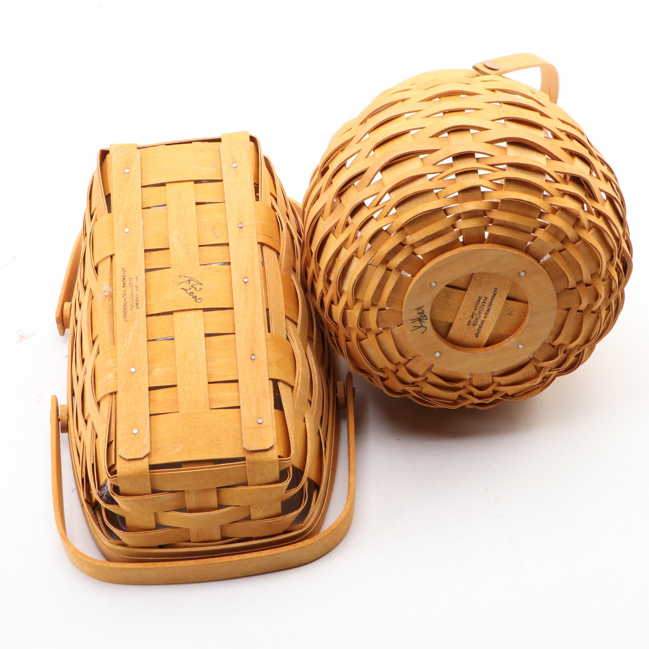 Longaberger Handwoven Baskets with Plastic Liners