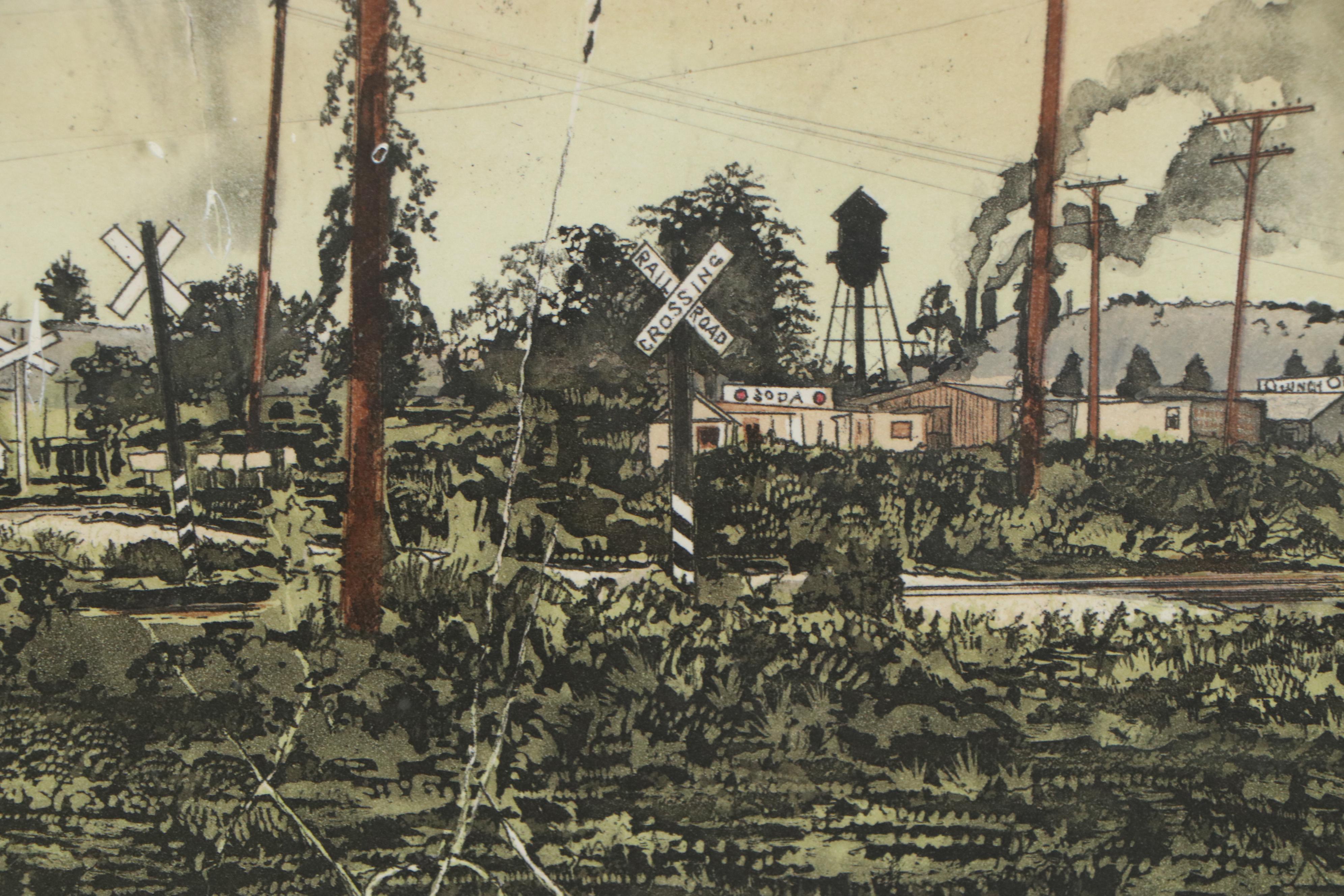 Michael Flanagan Etching "White Stone Junction," 1995