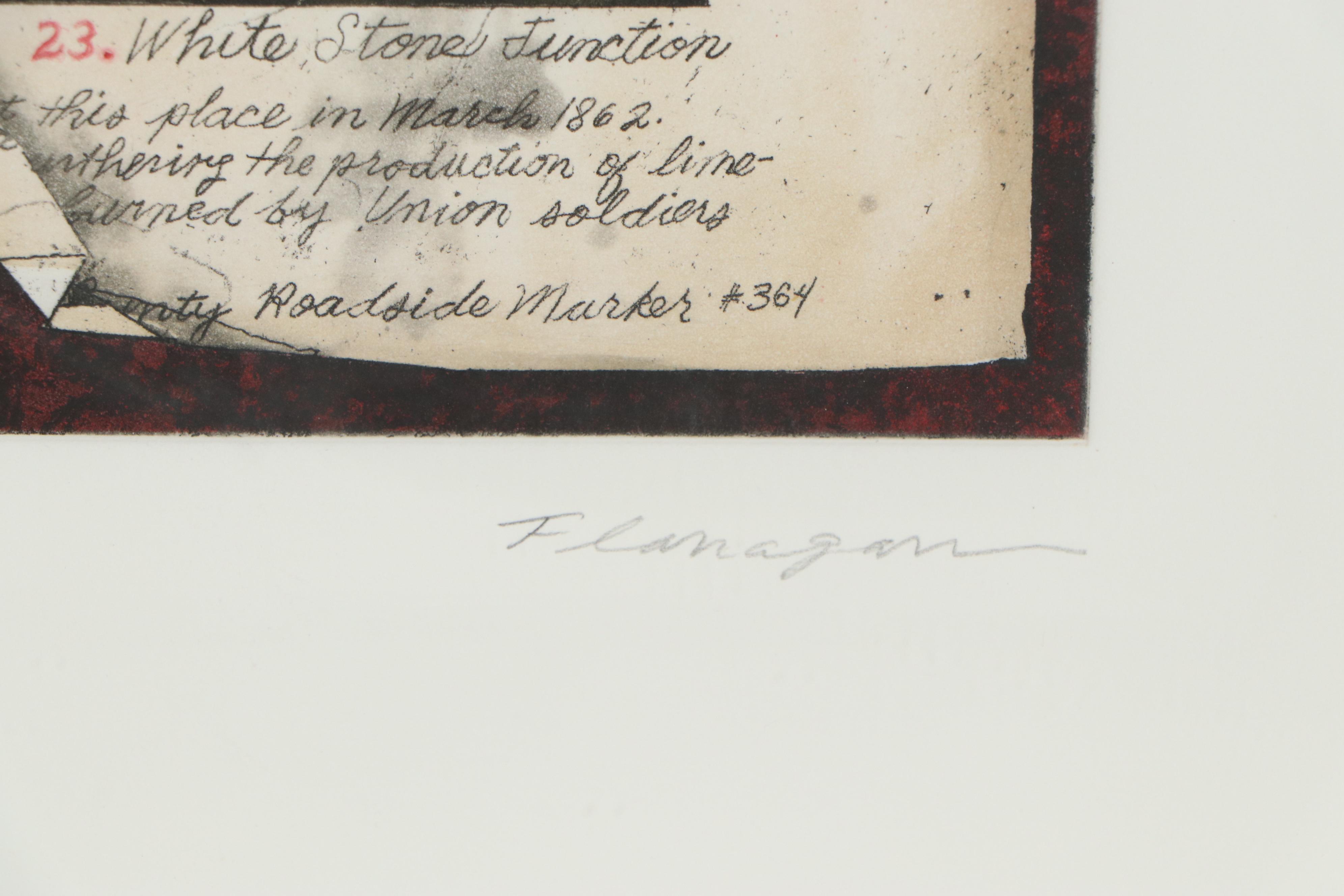 Michael Flanagan Etching "White Stone Junction," 1995