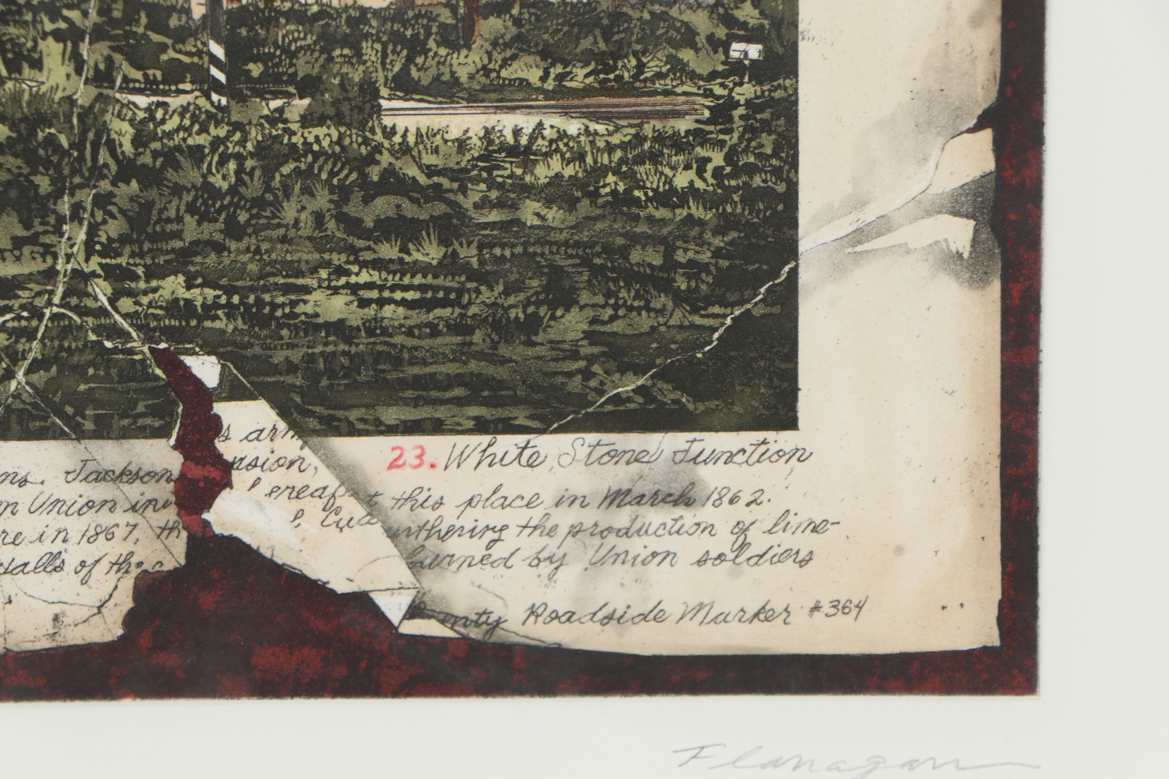 Michael Flanagan Etching "White Stone Junction," 1995