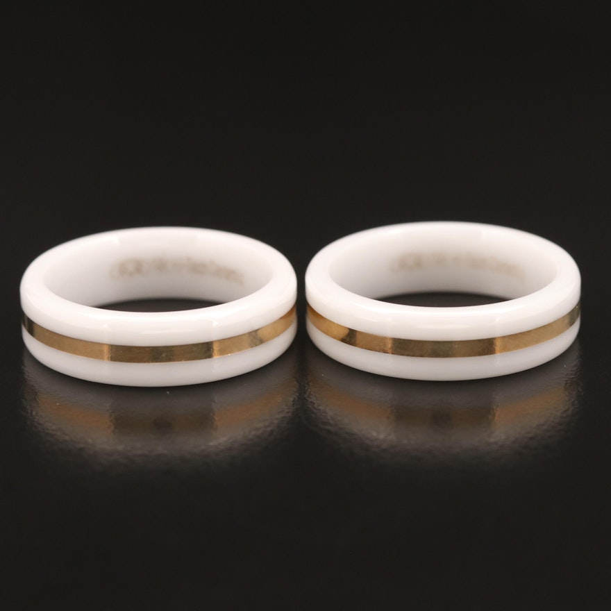 Ceramic Bands with 14K Inlay