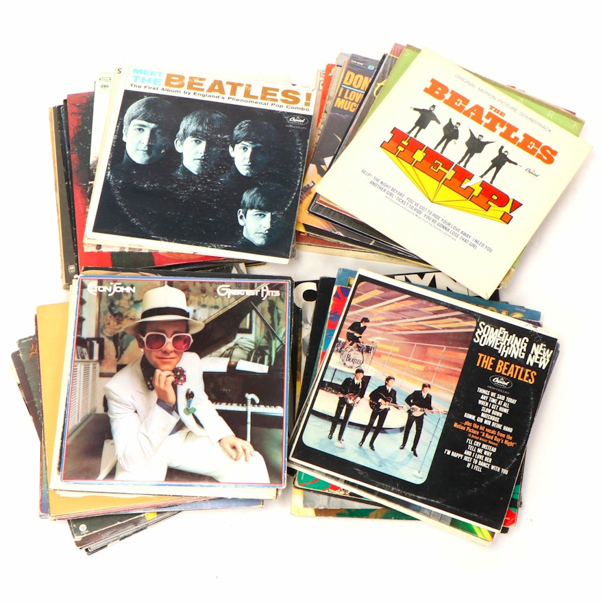 Elton John, The Beatles, Steve Miller Band and Other Vinyl Records