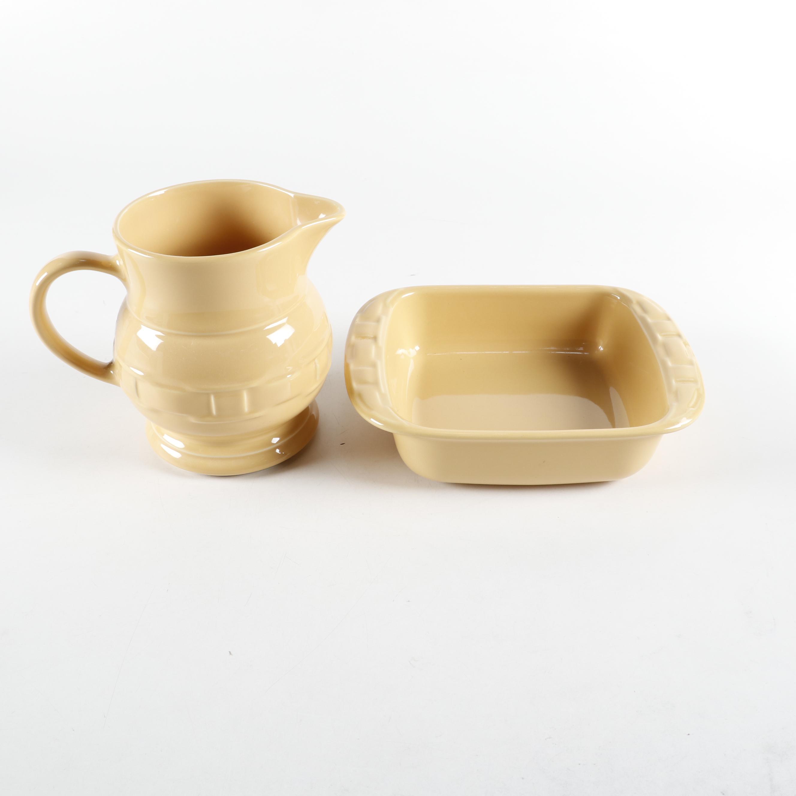 Longaberger Wrought Iron Stand with Ceramic Serveware and Wooden Baskets