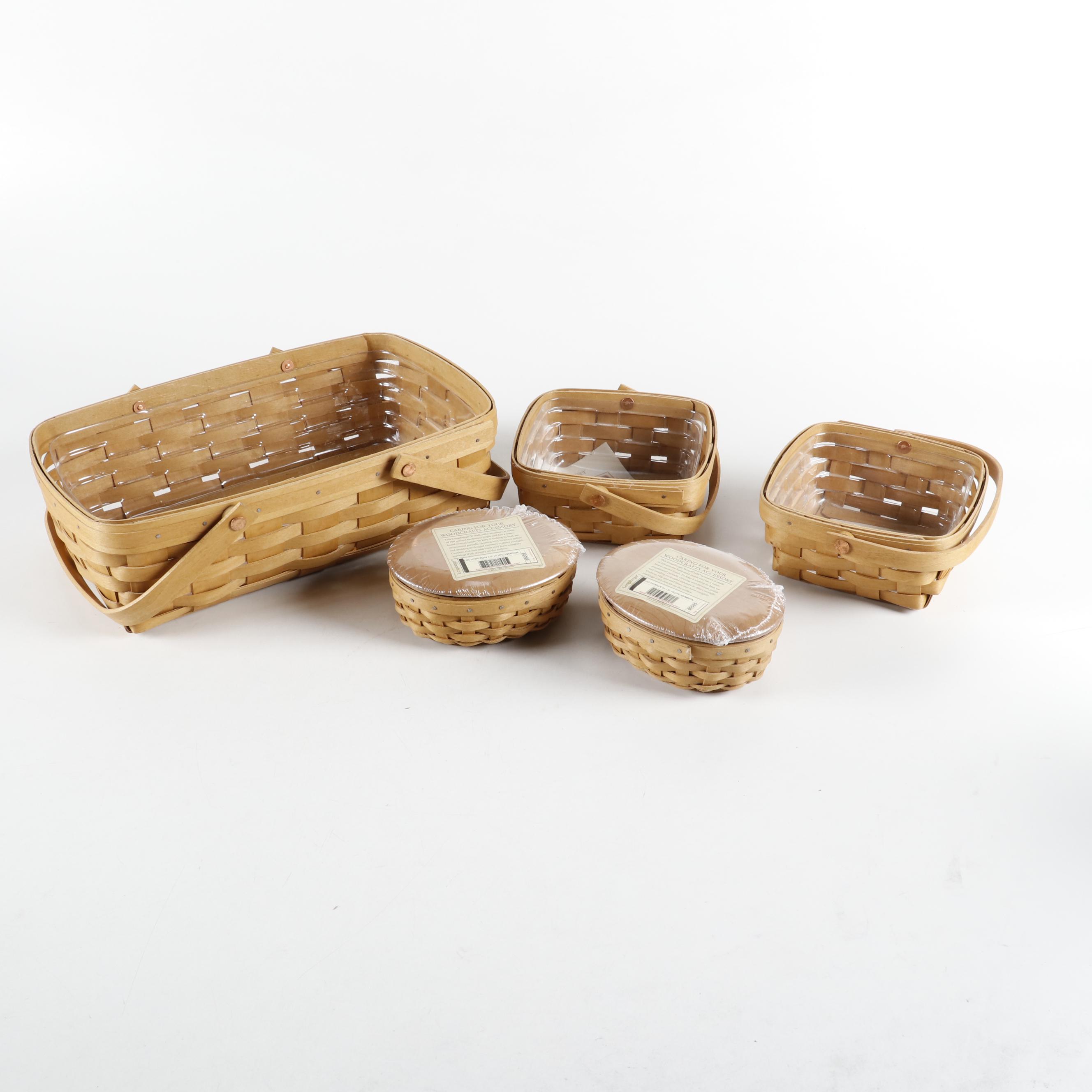 Longaberger Wrought Iron Stand with Ceramic Serveware and Wooden Baskets