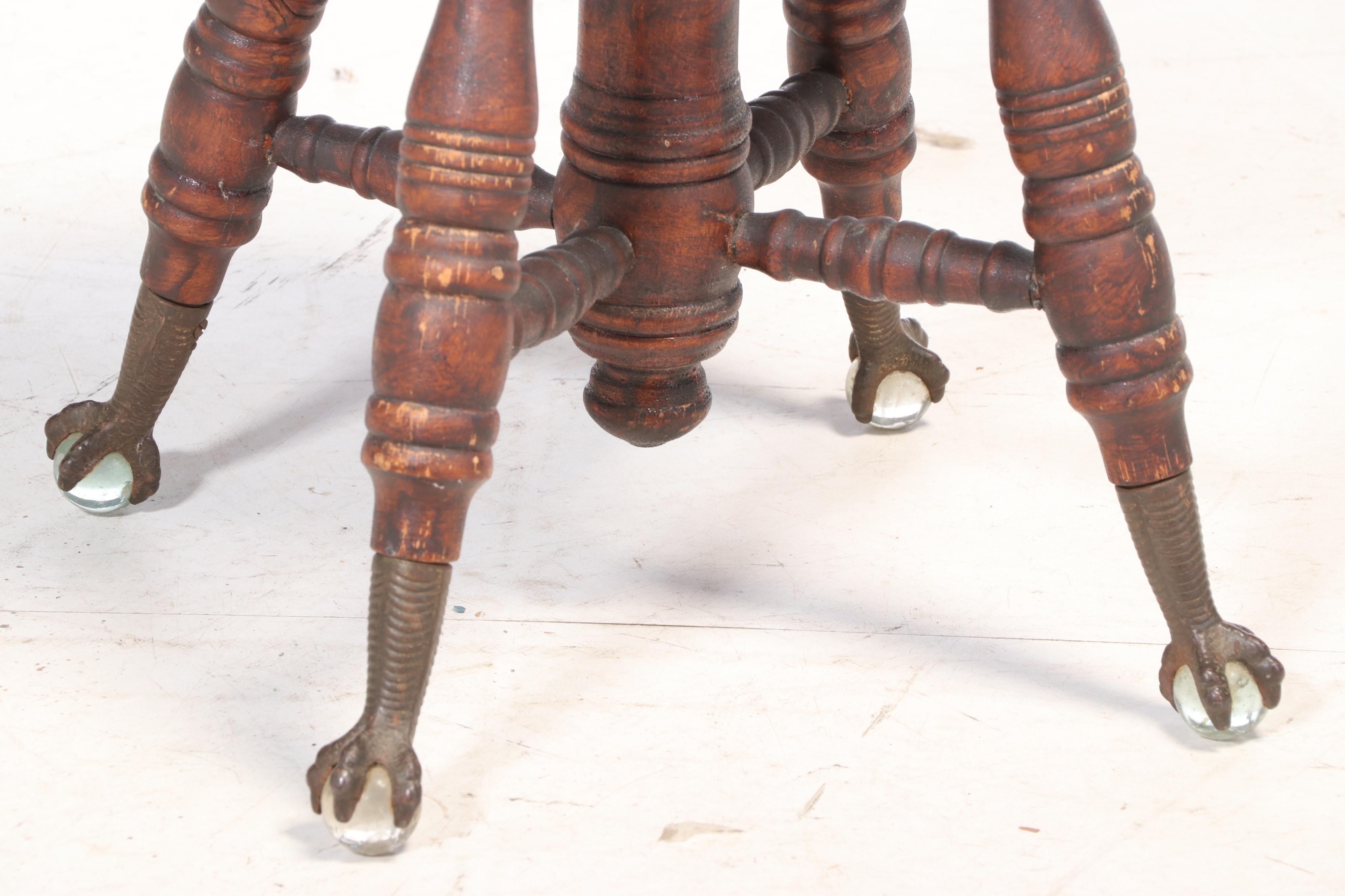 Charles Parker Co. Late Victorian Adjustable Piano Stool, circa 1900