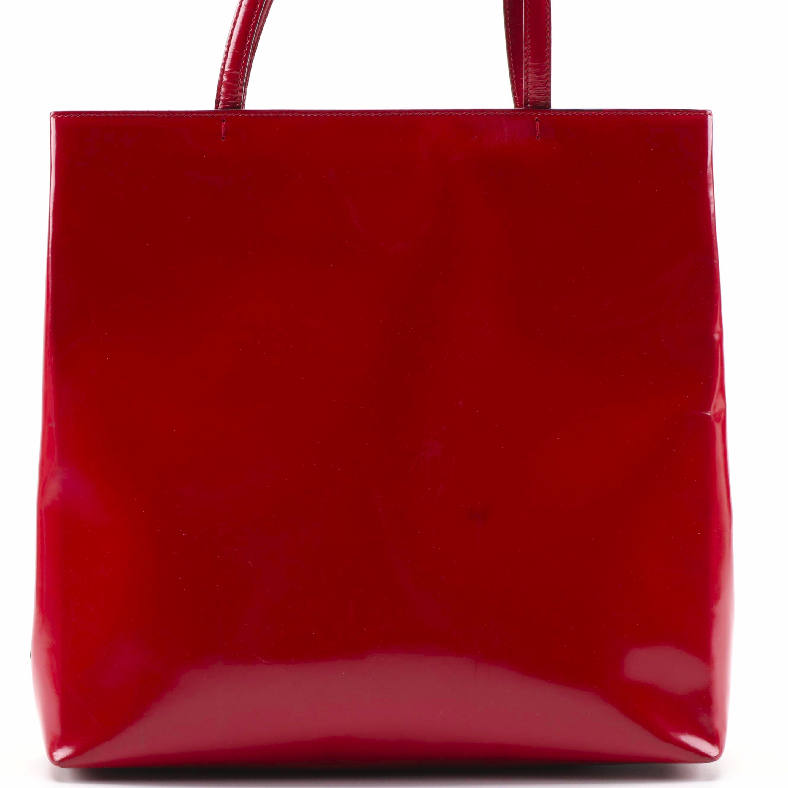 Prada Top Handle Bag in Red Patent Leather