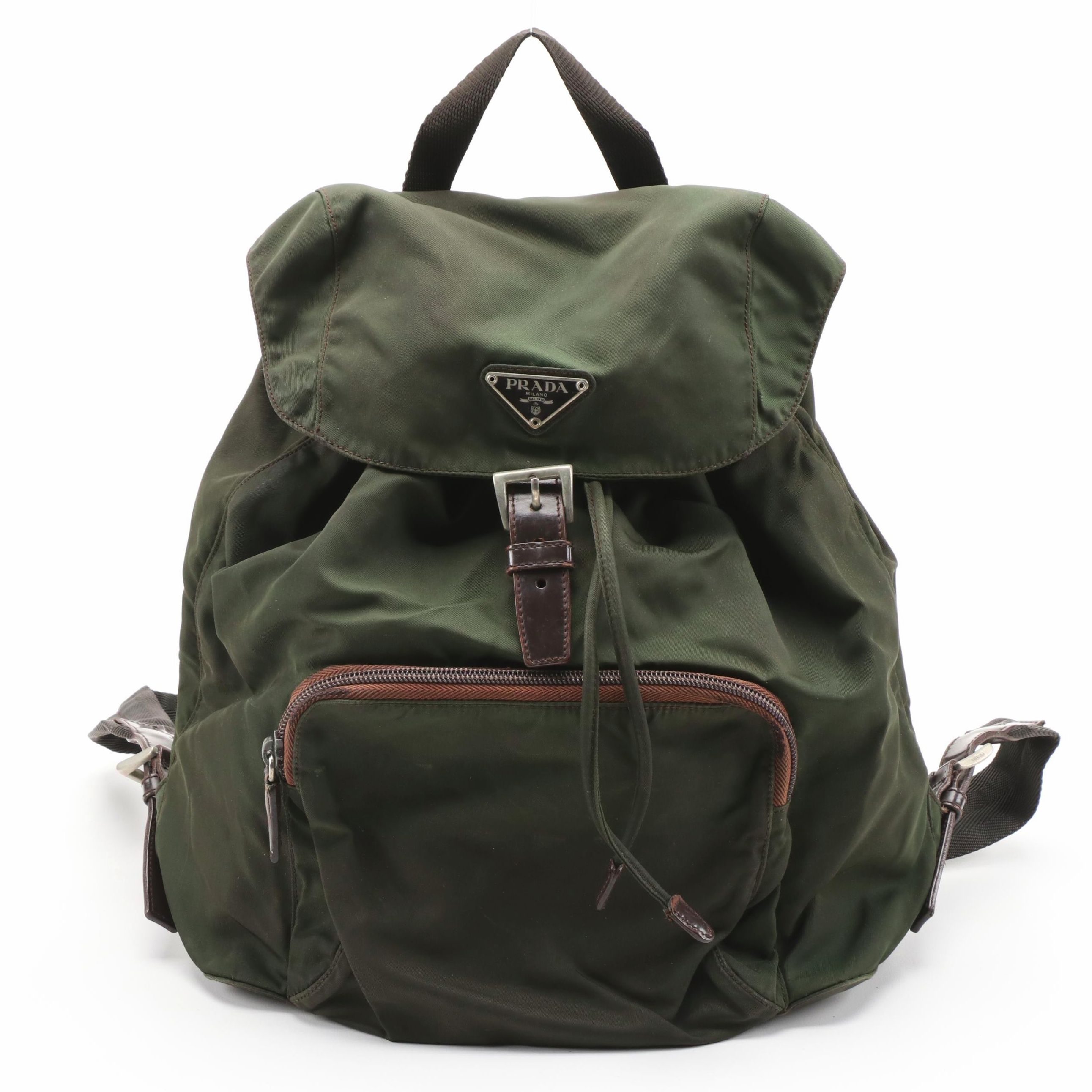 Prada Backpack in Green Nylon with Grosgrain Straps