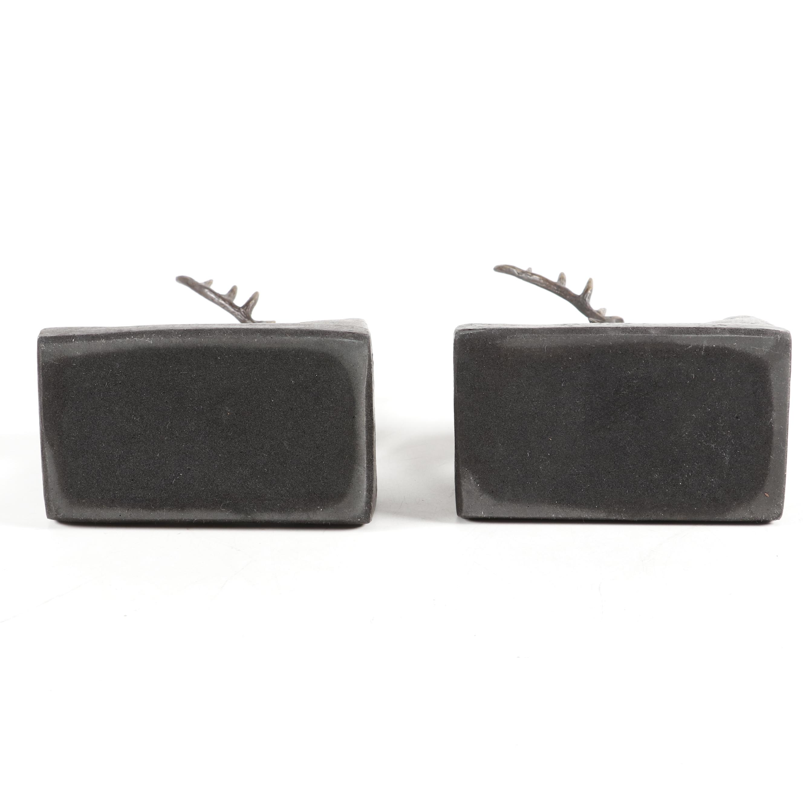 Patinated Cast Brass Elk Bookends