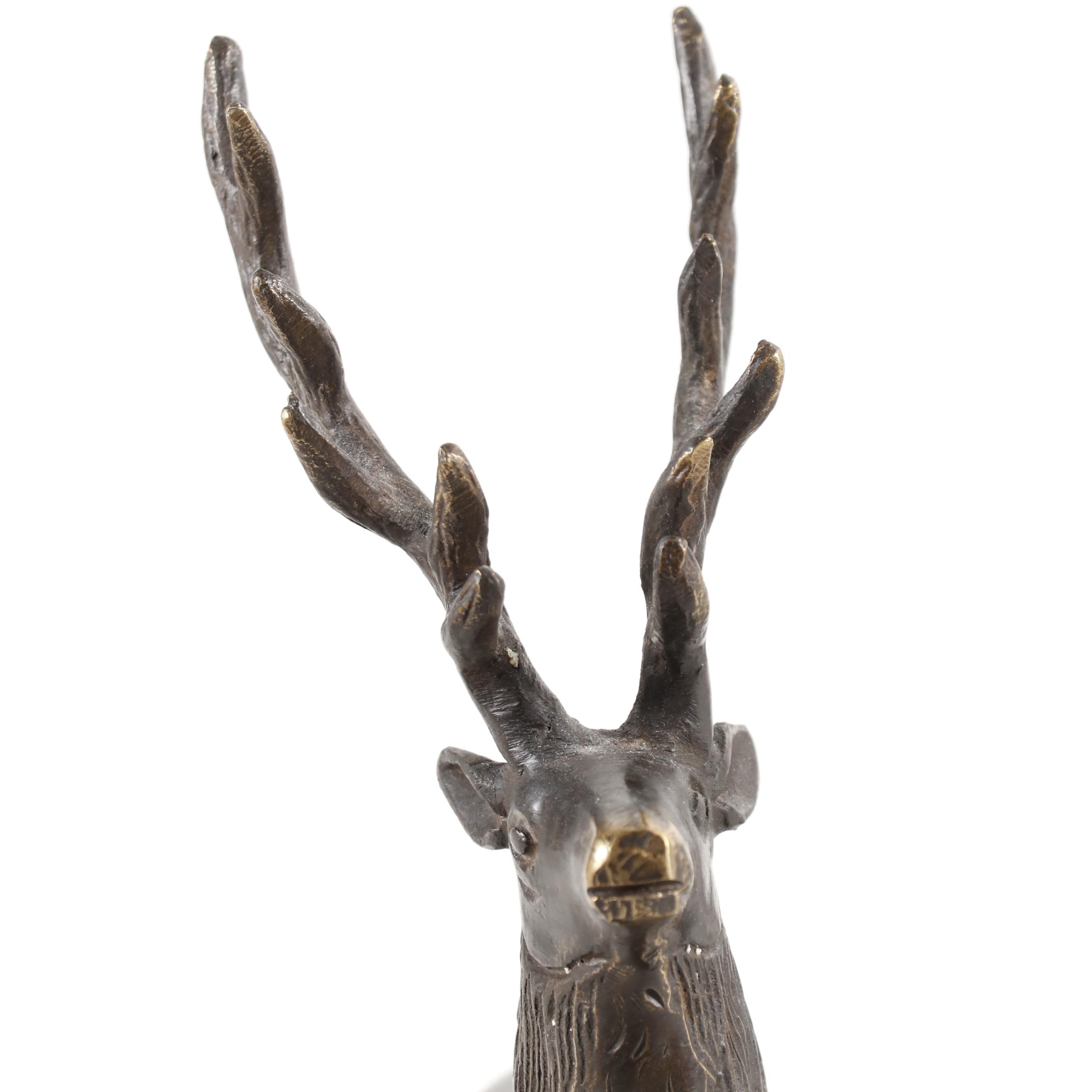 Patinated Cast Brass Elk Bookends