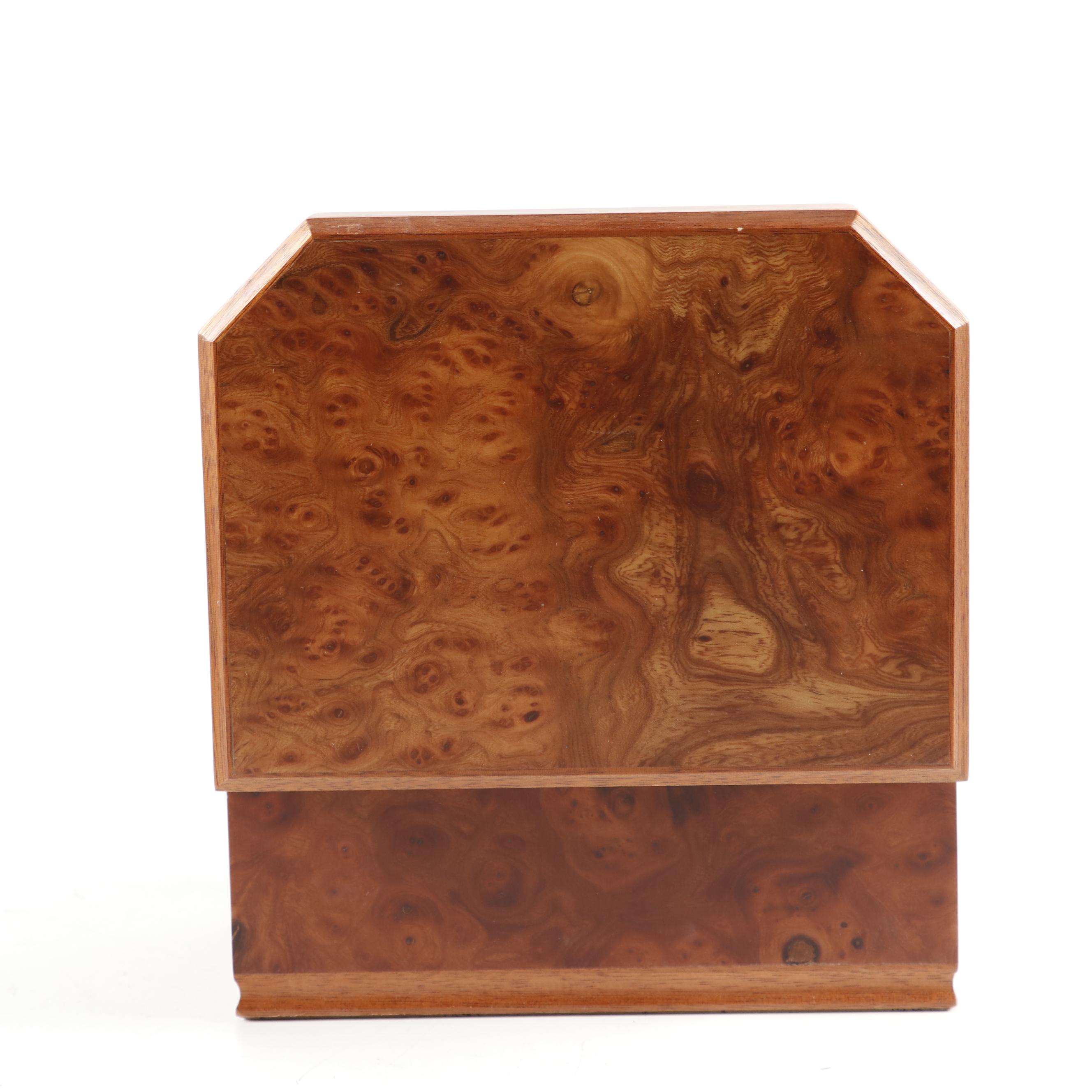 Agresti Italian Burl Wood Jewelry Box and Reuge Burl Music Box