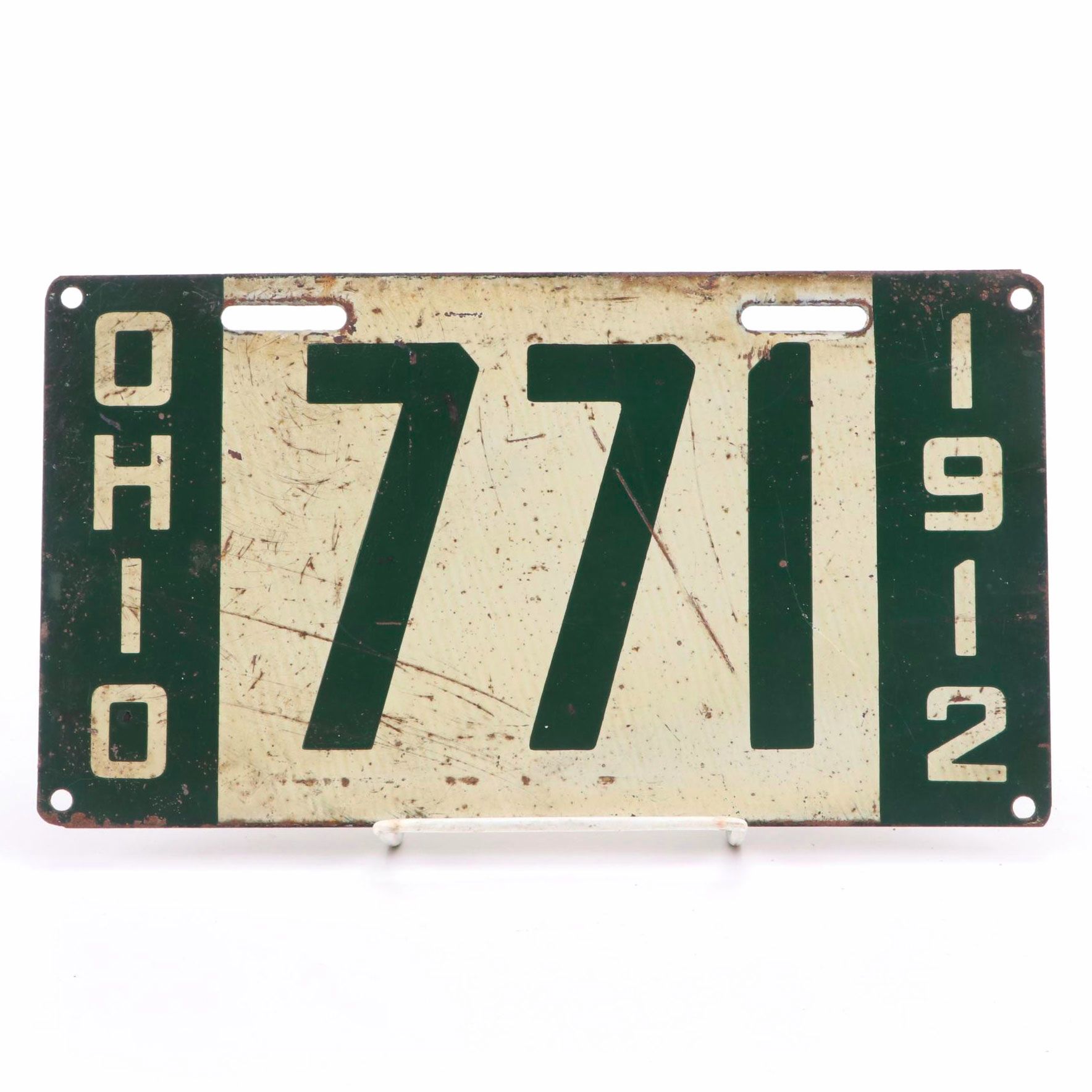 State of Ohio Porcelain Automobile License Plate, 1912