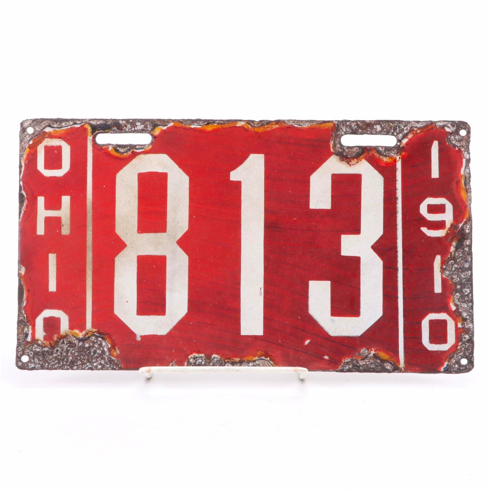 State of Ohio Porcelain Automobile License Plate, 1910