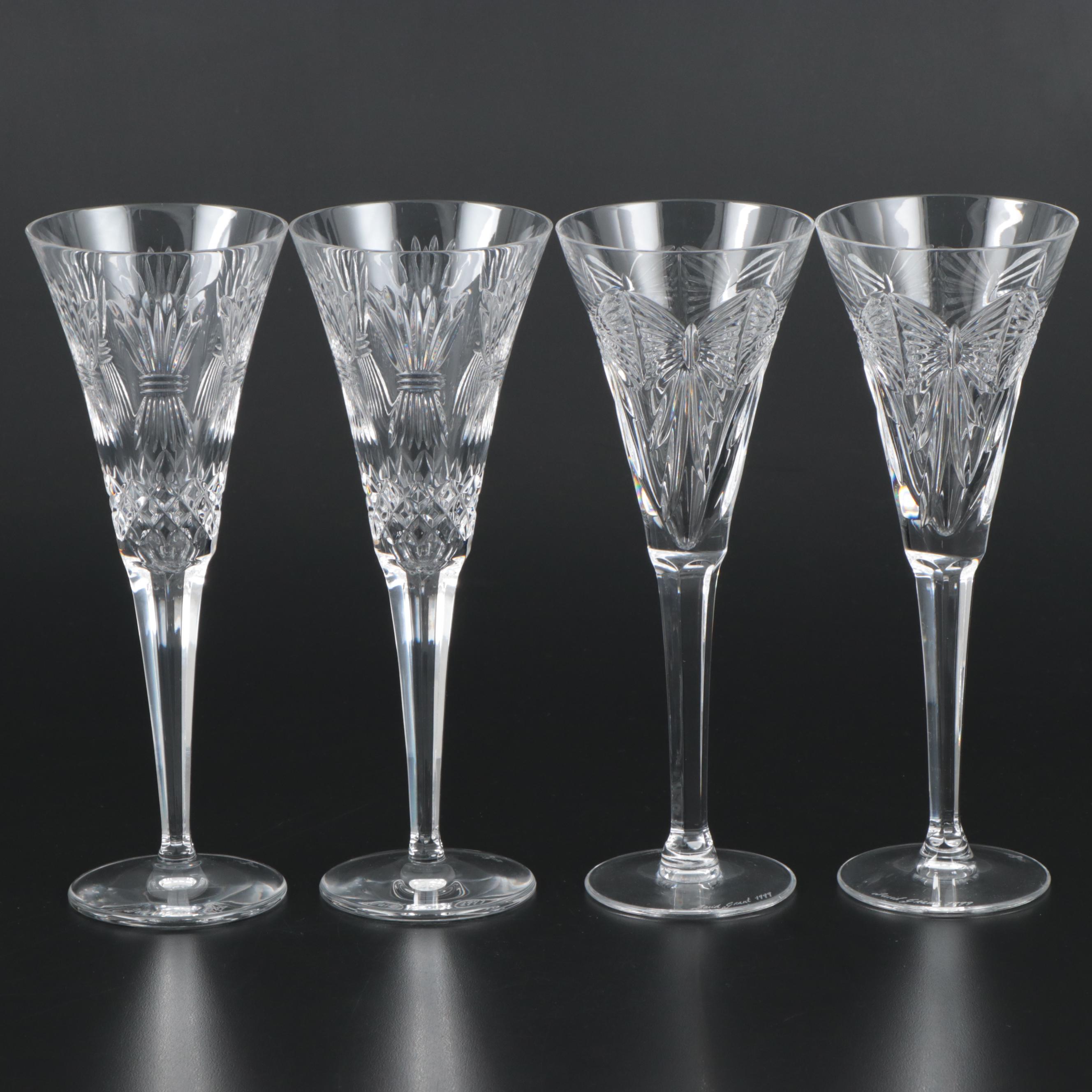 David Grant for Waterford "Millennium Series" Crystal Champagne Flutes, 1999