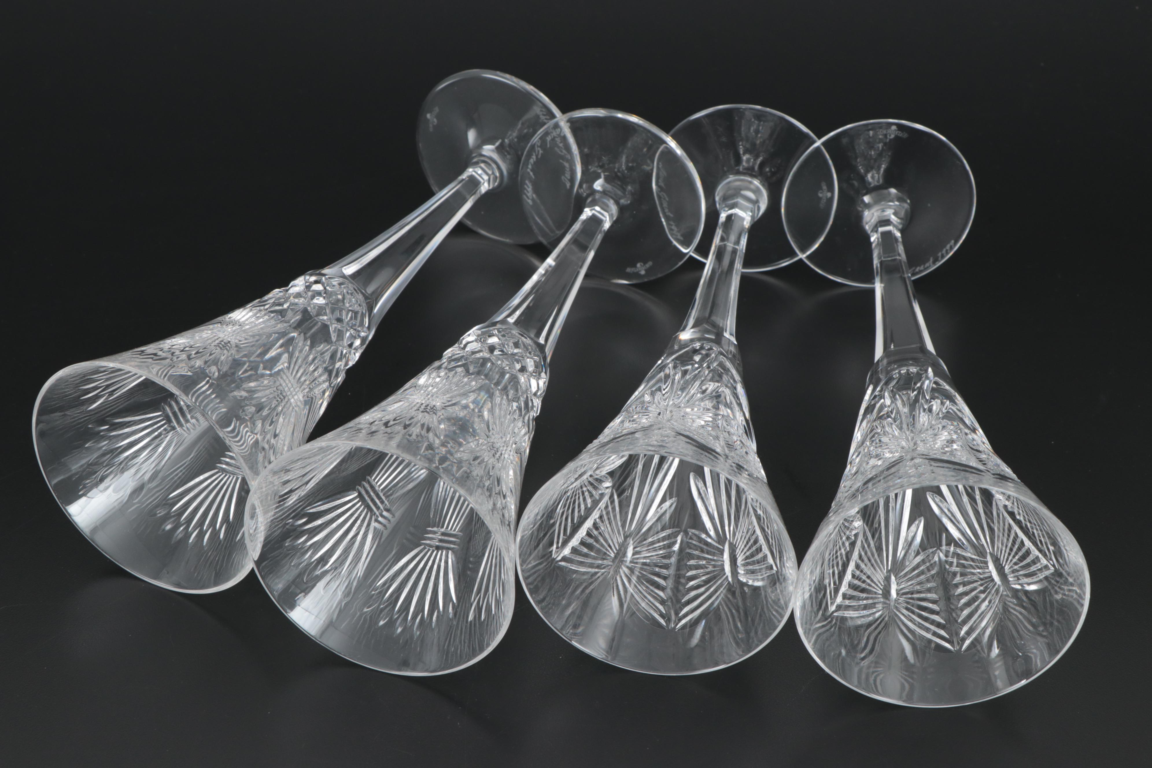 David Grant for Waterford "Millennium Series" Crystal Champagne Flutes, 1999