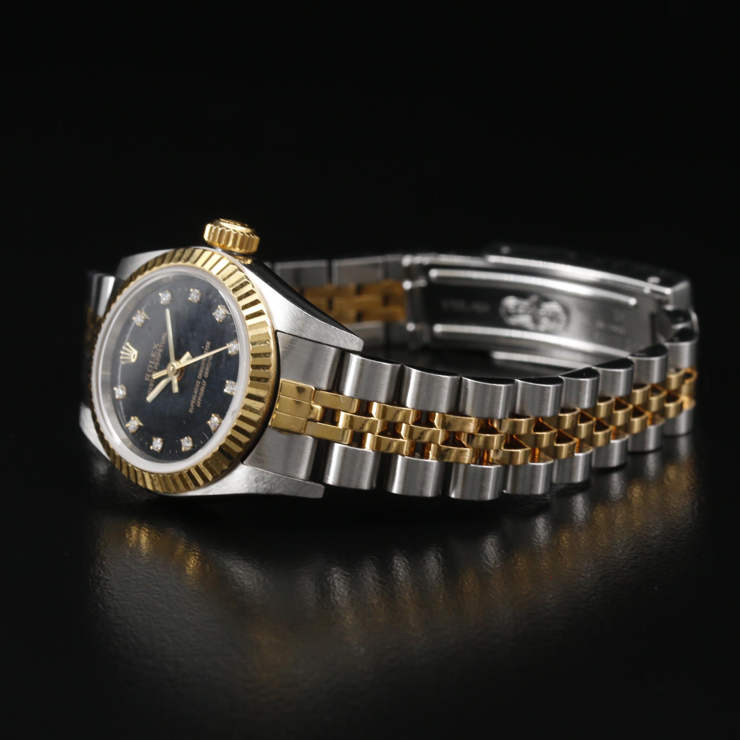 1997 Rolex Oyster Perpetual Factory Diamond Dial 18K and Stainless Watch