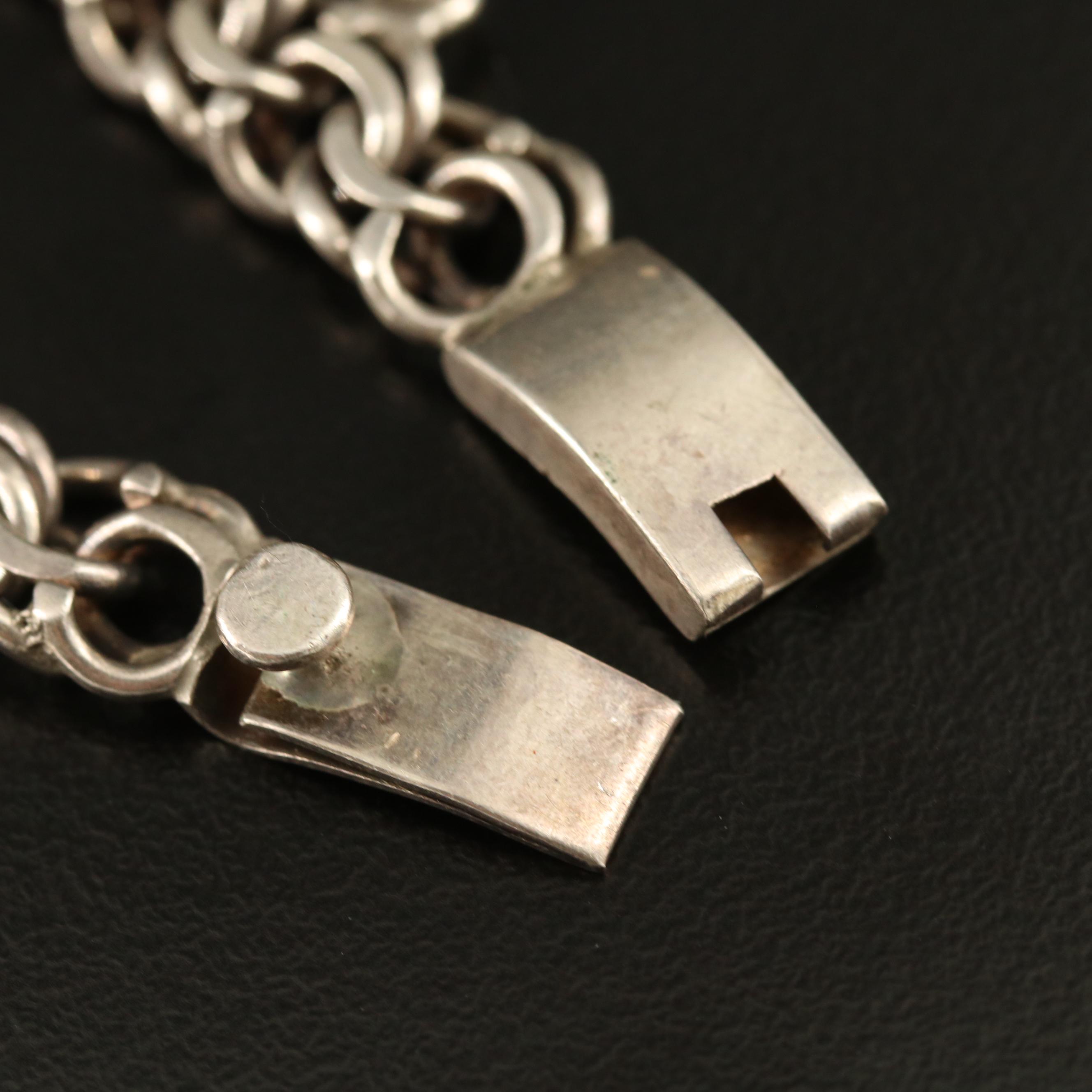 Vintage Sterling Silver Mexican Themed Charm Bracelet