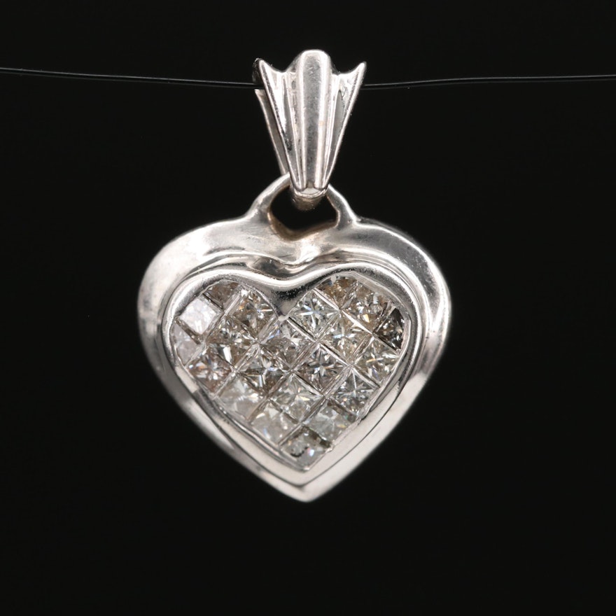 14K Diamond Heart Pendant