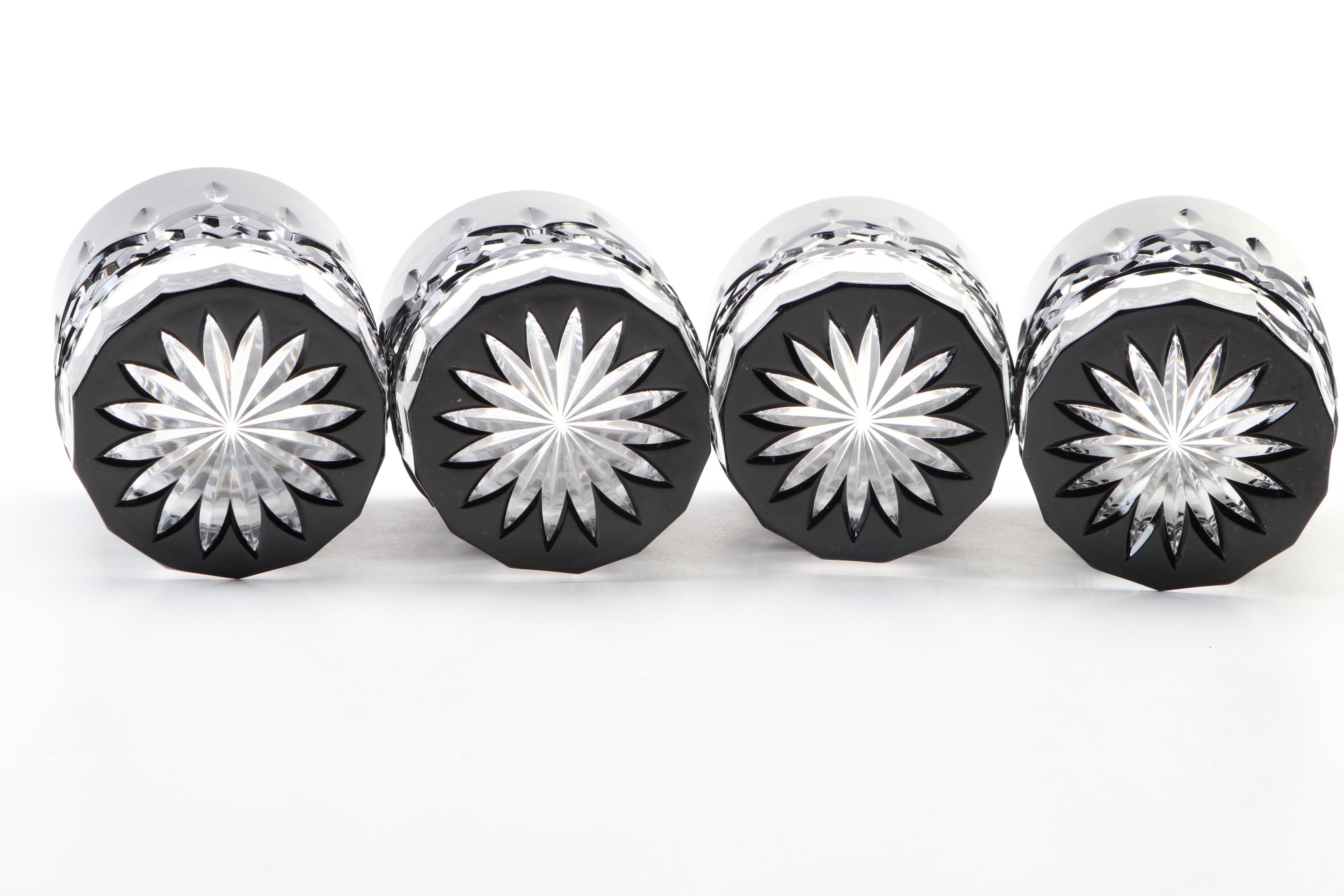 Waterford "Lismore" Black Crystal Double Old Fashioned Glasses