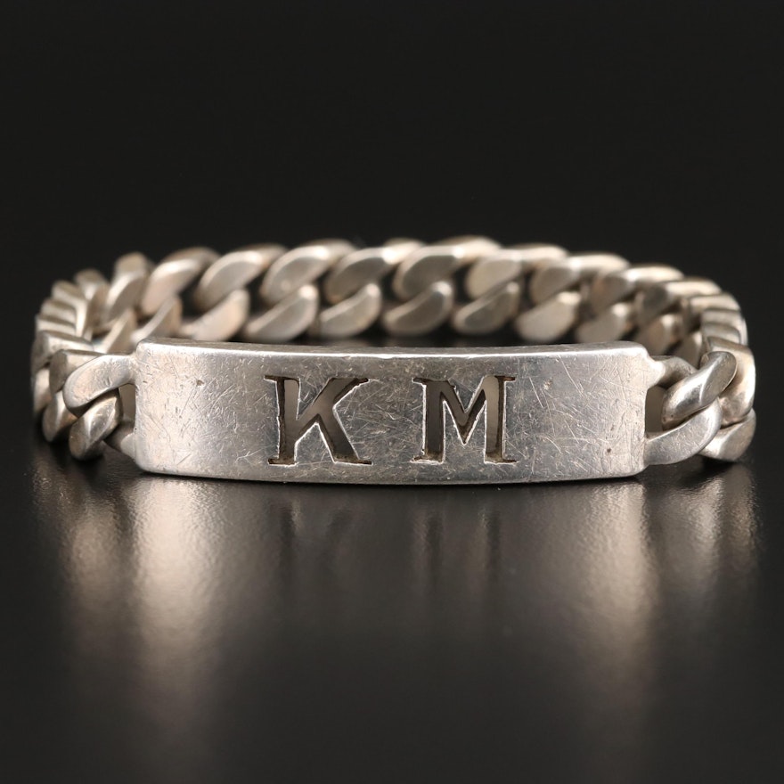 950 Silver Pierced ID Bracelet