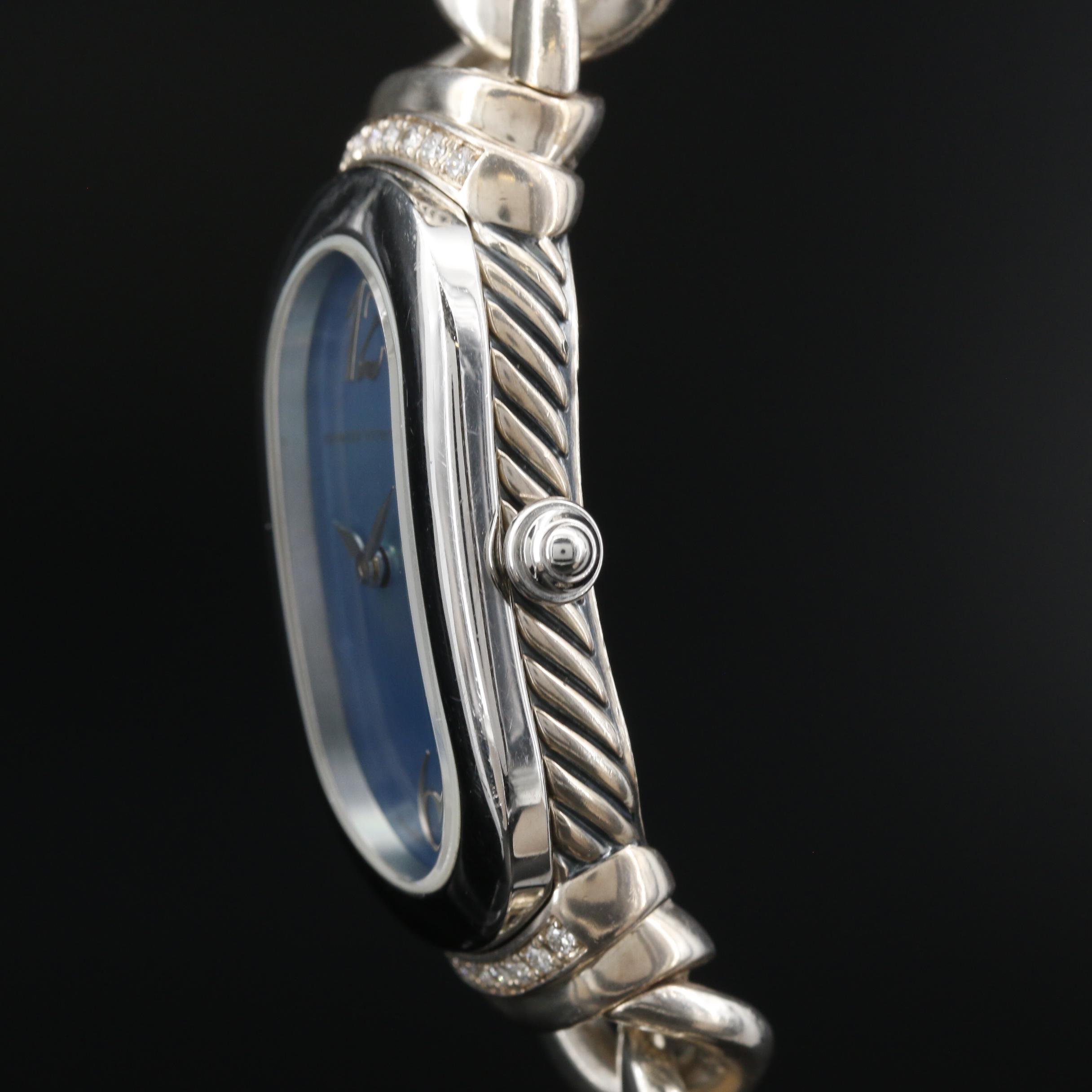 David Yurman Madison Diamond and Sterling Silver with MOP Cable Watch