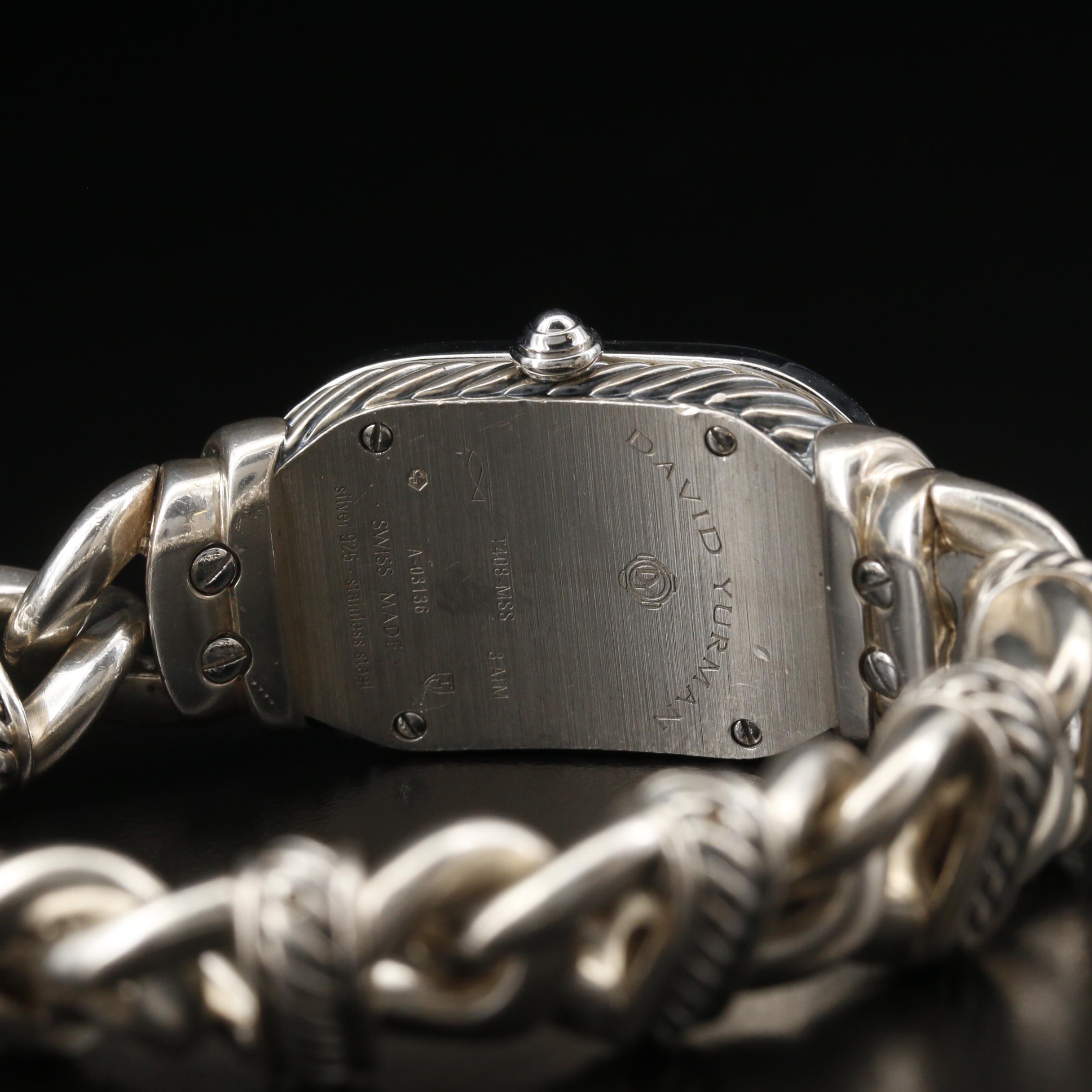 David Yurman Madison Diamond and Sterling Silver with MOP Cable Watch