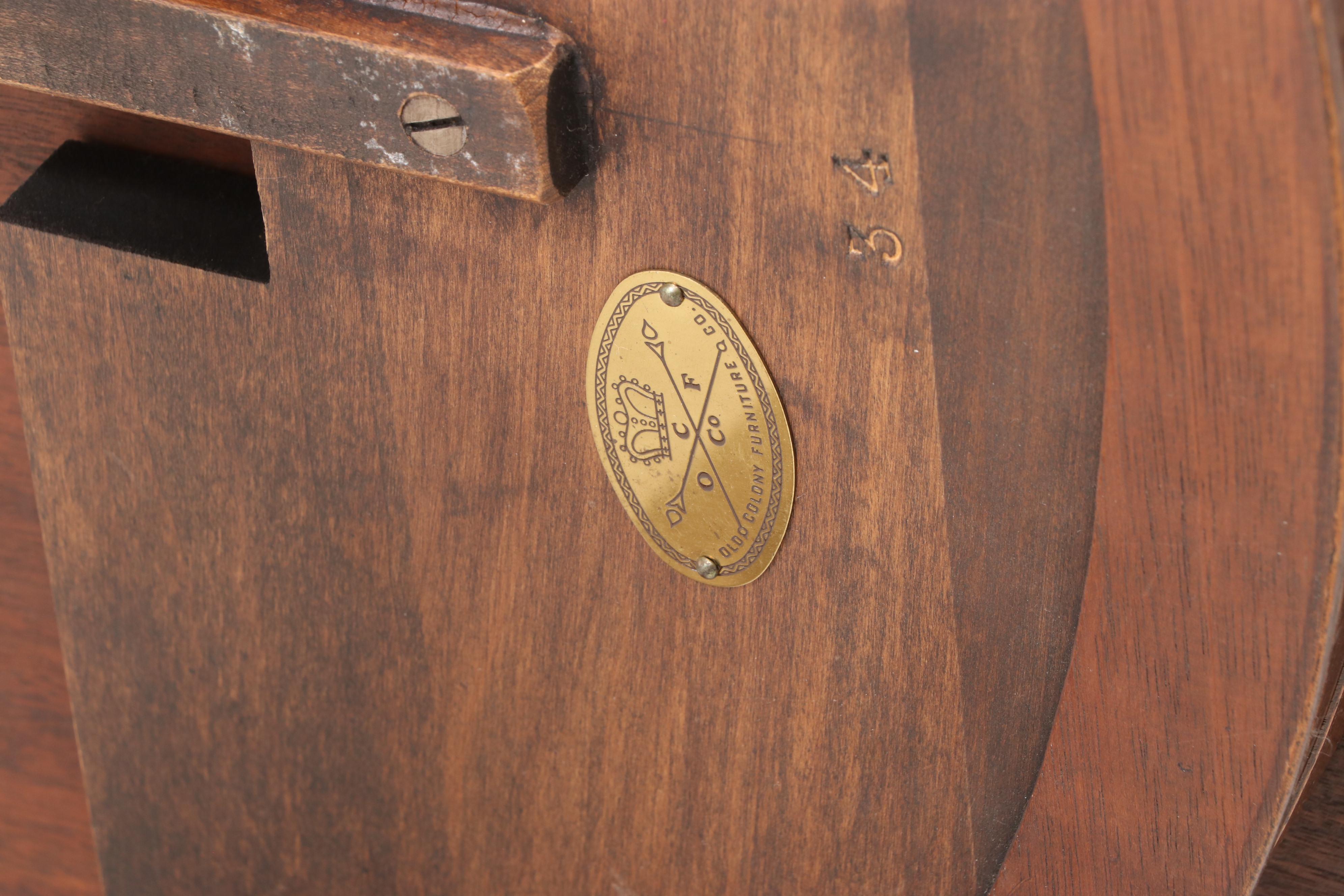 Old Colony Furniture Co Federal Style Mahogany, Yew, and Marble Top Coffee Table