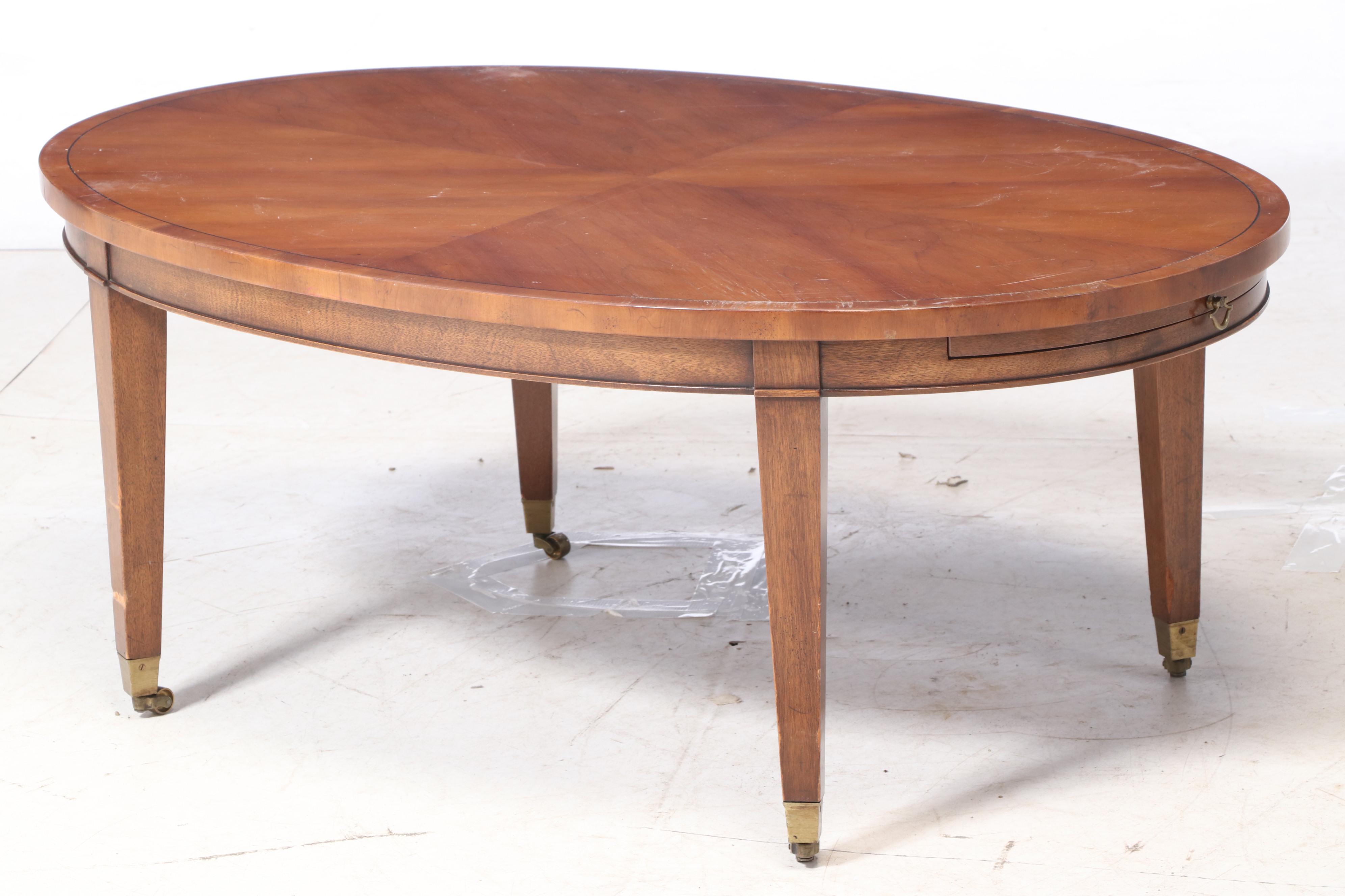 Old Colony Furniture Co Federal Style Mahogany, Yew, and Marble Top Coffee Table
