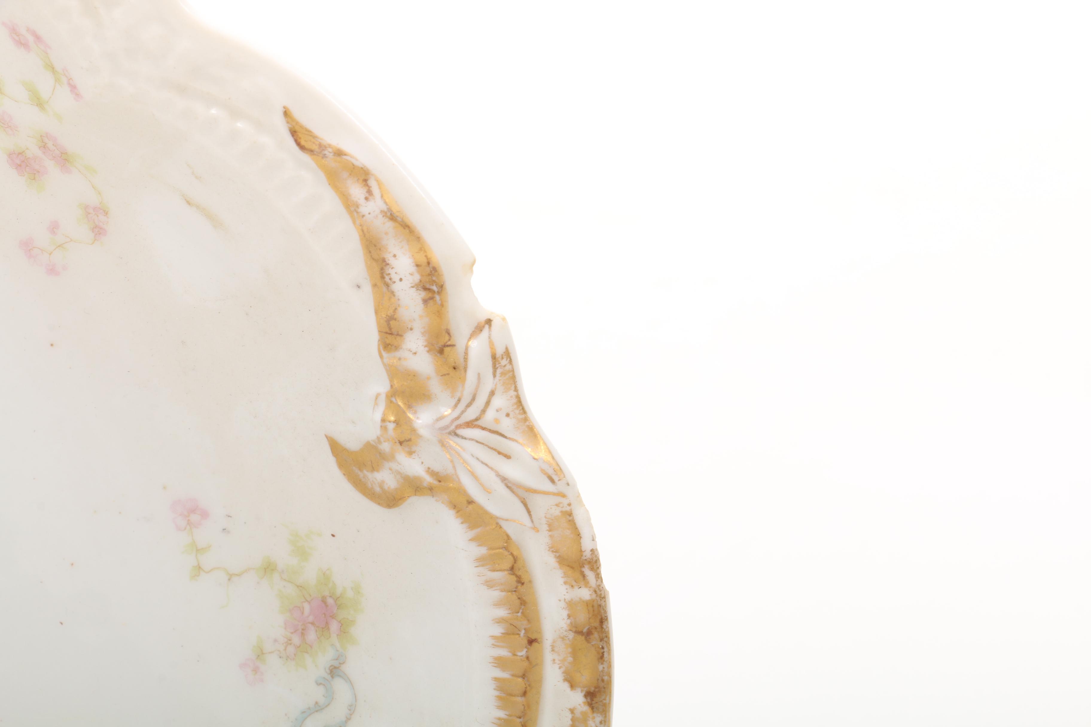 Haviland Gilt Porcelain Floral Pattern Serving Pieces, 1888-1896