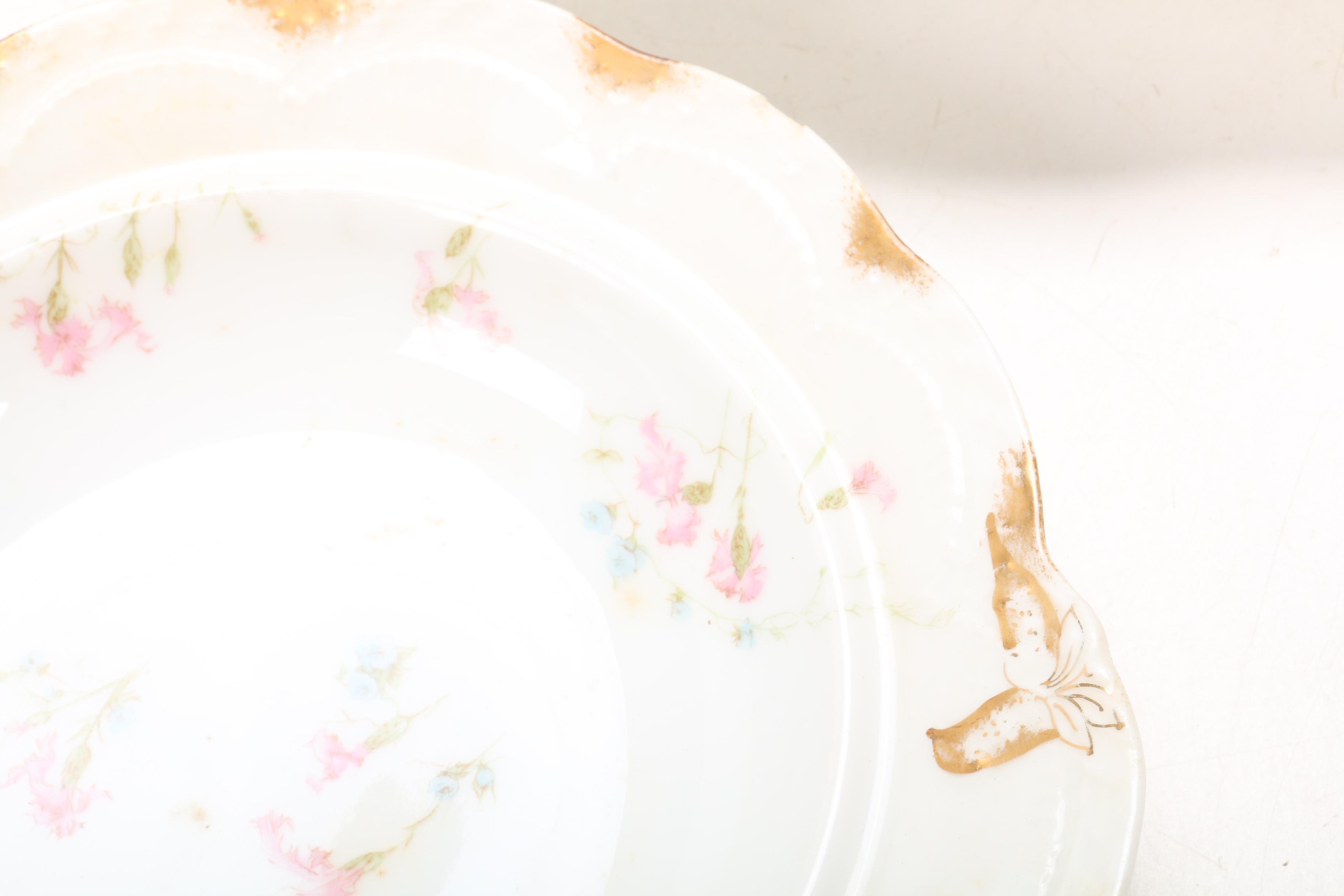 Haviland Gilt Porcelain Floral Pattern Serving Pieces, 1888-1896