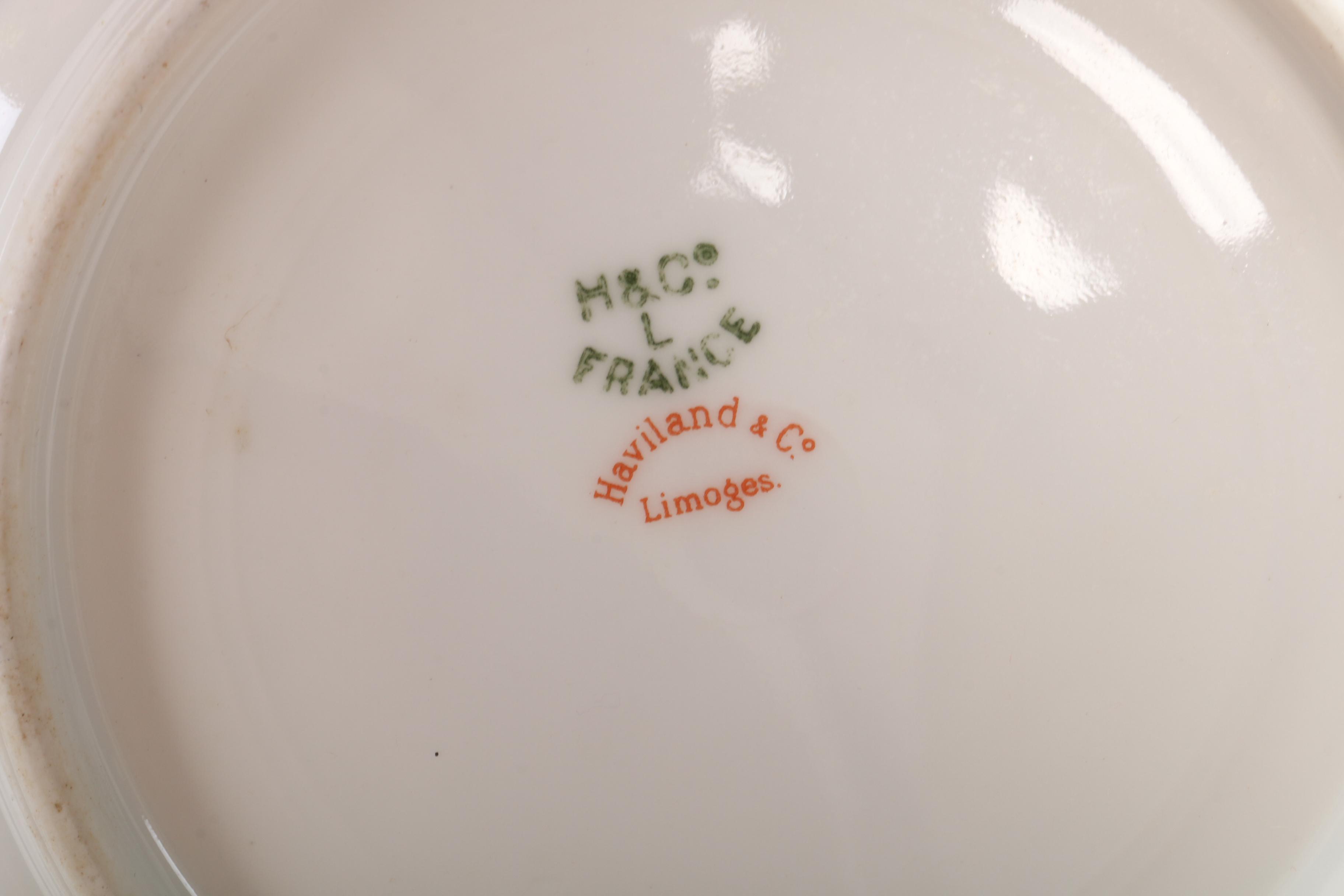 Haviland Gilt Porcelain Floral Pattern Serving Pieces, 1888-1896