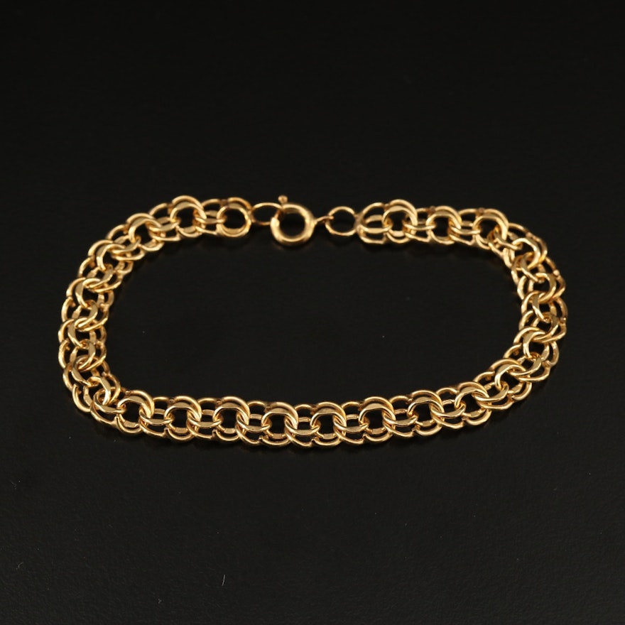 Gold Filled Double Link Charm Bracelet