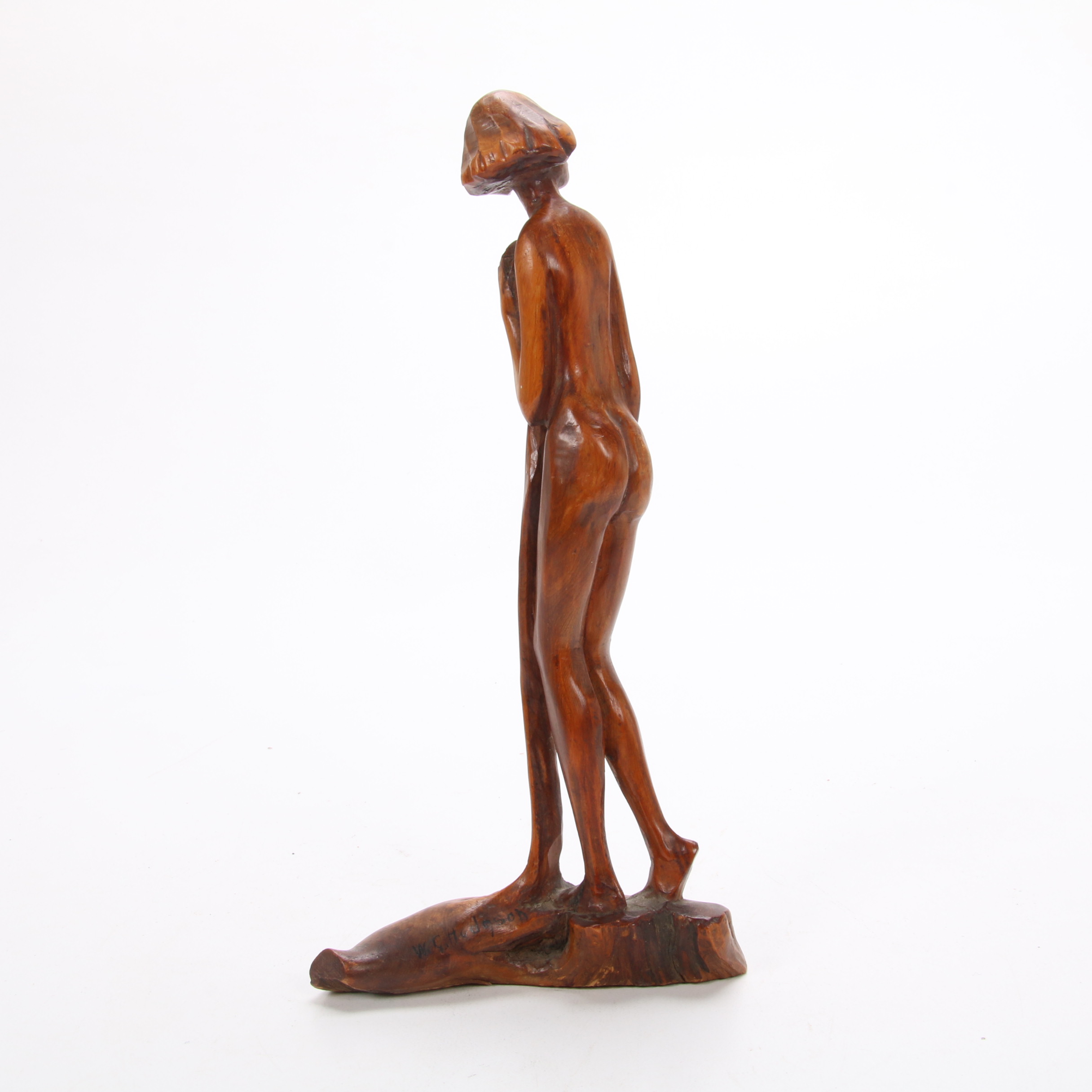 W. G. Hodgson Juniper Root Wood Carving of Female Nude, Mid 20th Century