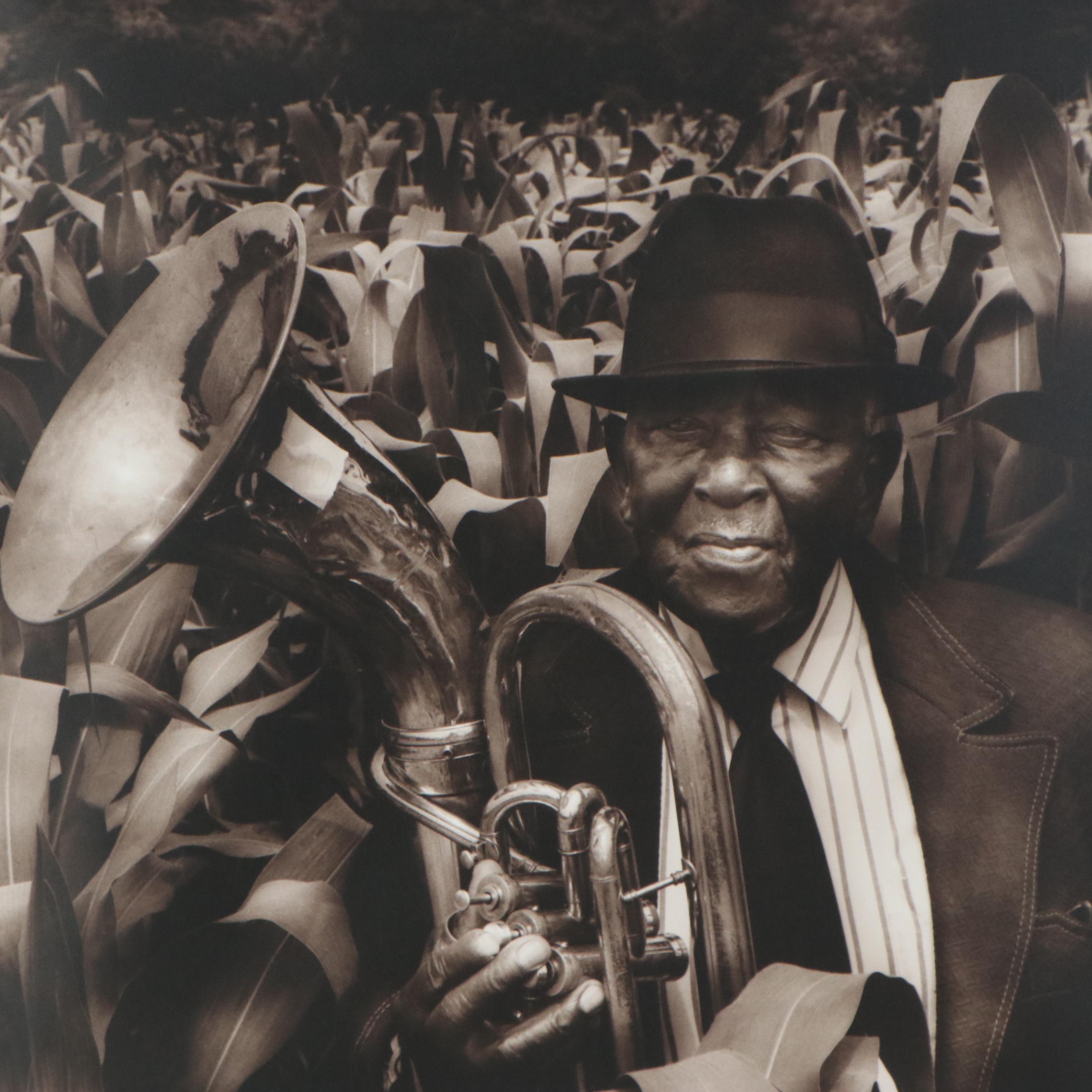 Jack Spencer Silver Gelatin Photograph "Cooter in the Corn with Horn," 1996