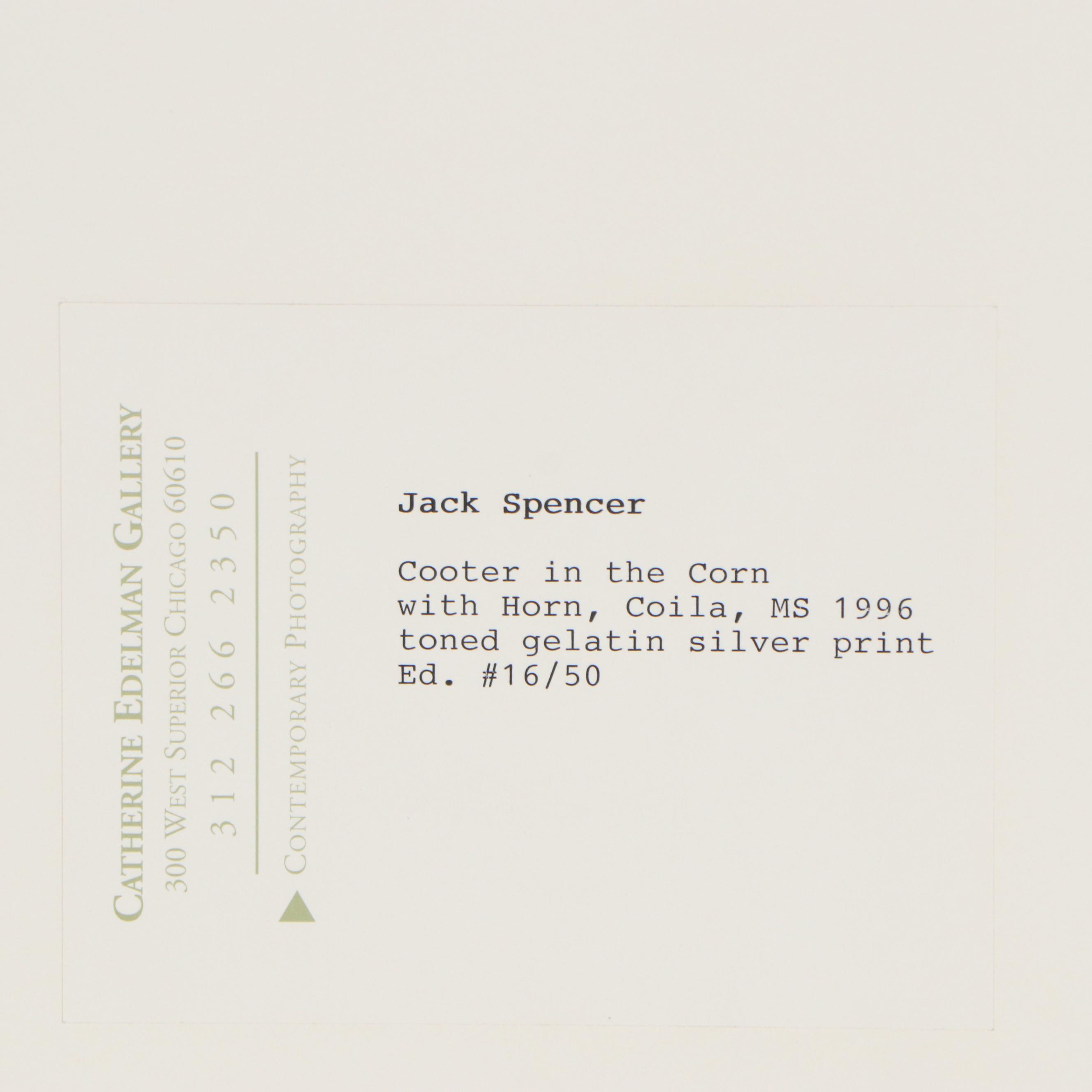 Jack Spencer Silver Gelatin Photograph "Cooter in the Corn with Horn," 1996