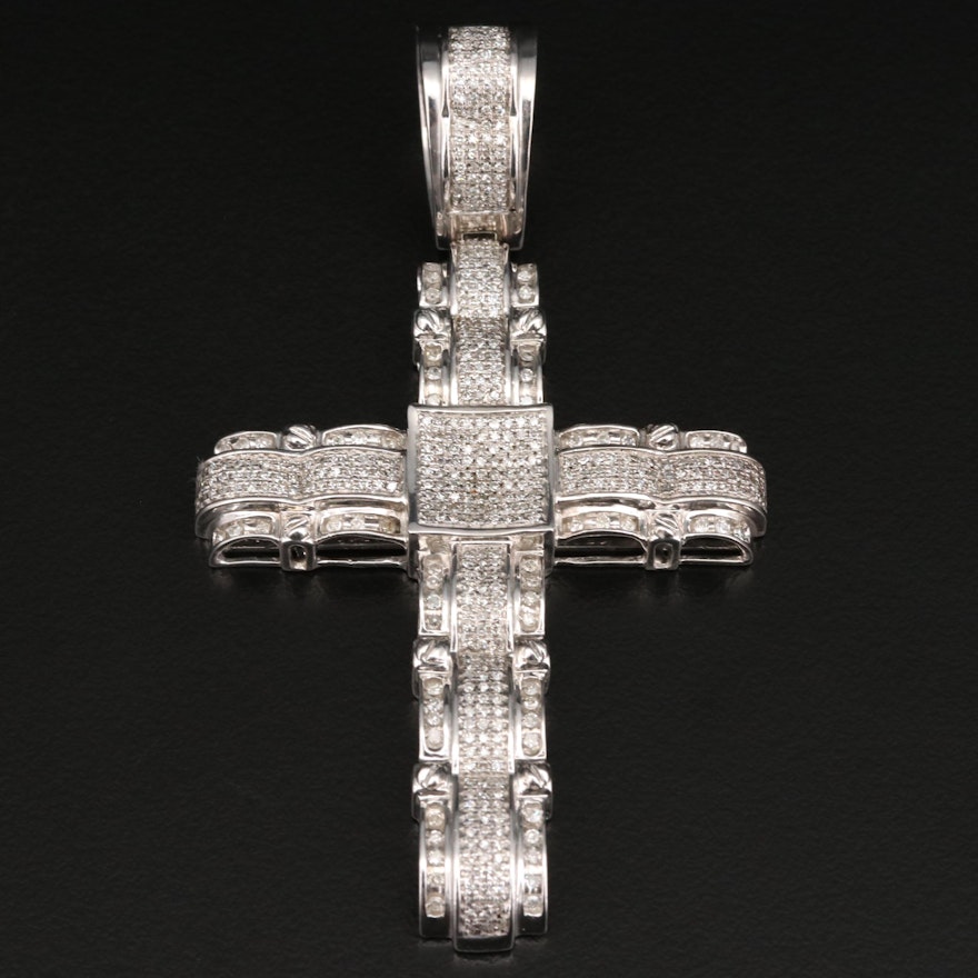 10K 1.50 CTW Diamond Cross Pendant