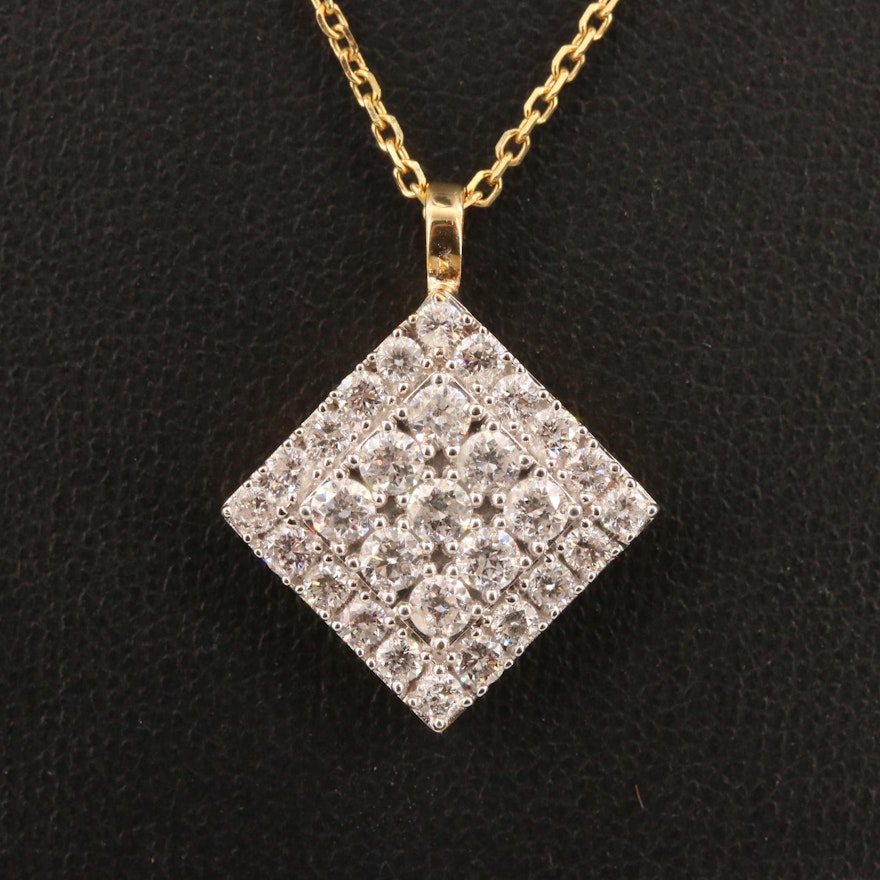 10K and 14K Tiered 1.52 CTW Diamond Grid Necklace