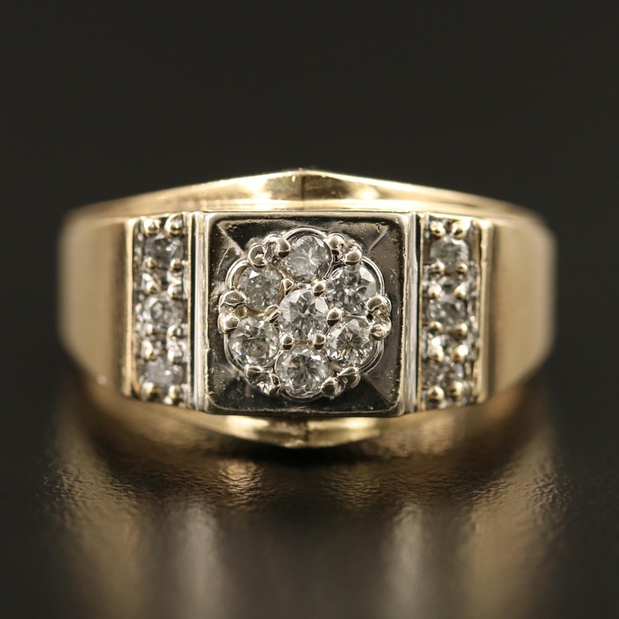 14K Diamond Cluster Ring