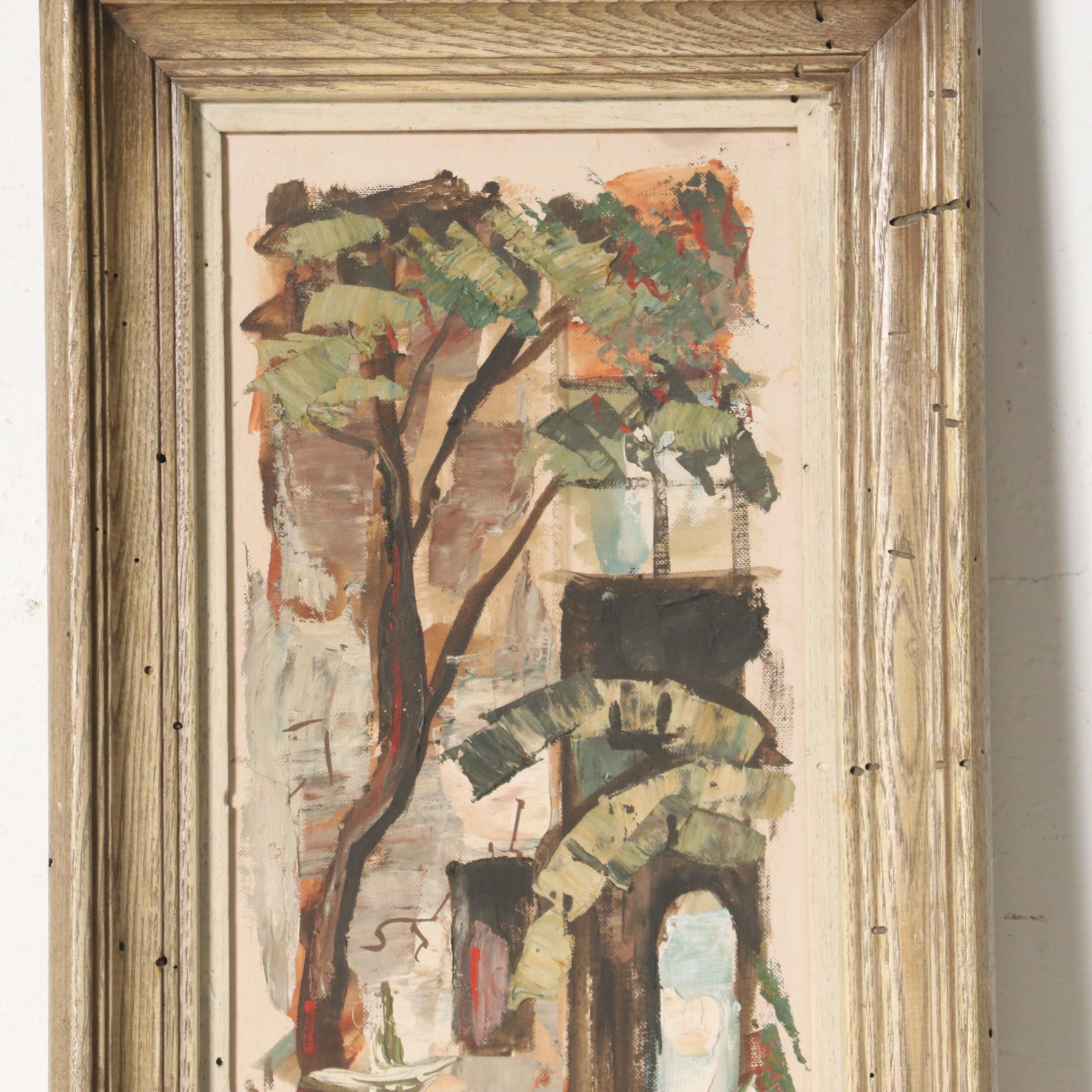 Maggie Hartnett Oil Painting of New Orleans Cafe Courtyard, Mid 20th Century