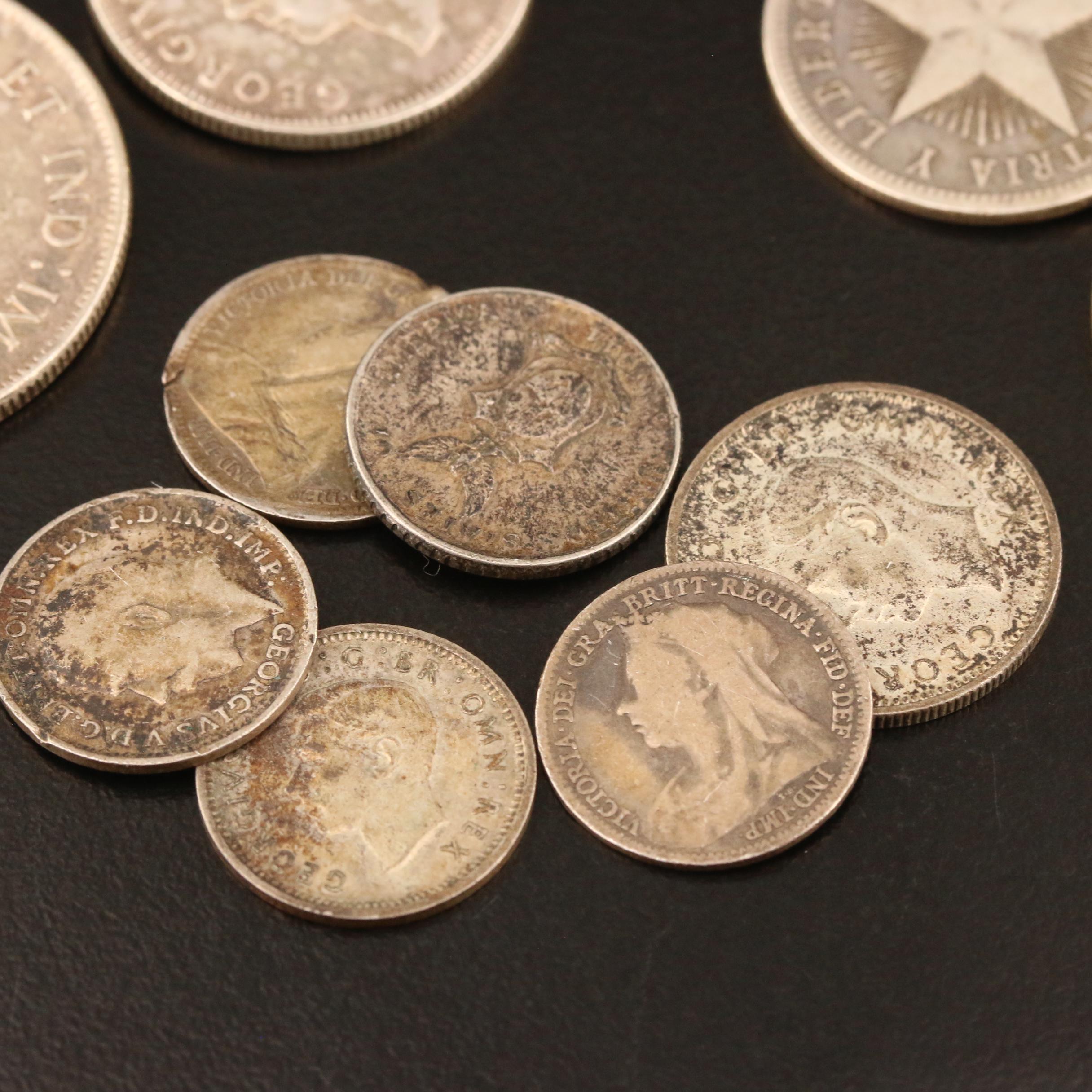Vintage Sterling Coin Bracelets with Loose Foreign Silver Coins