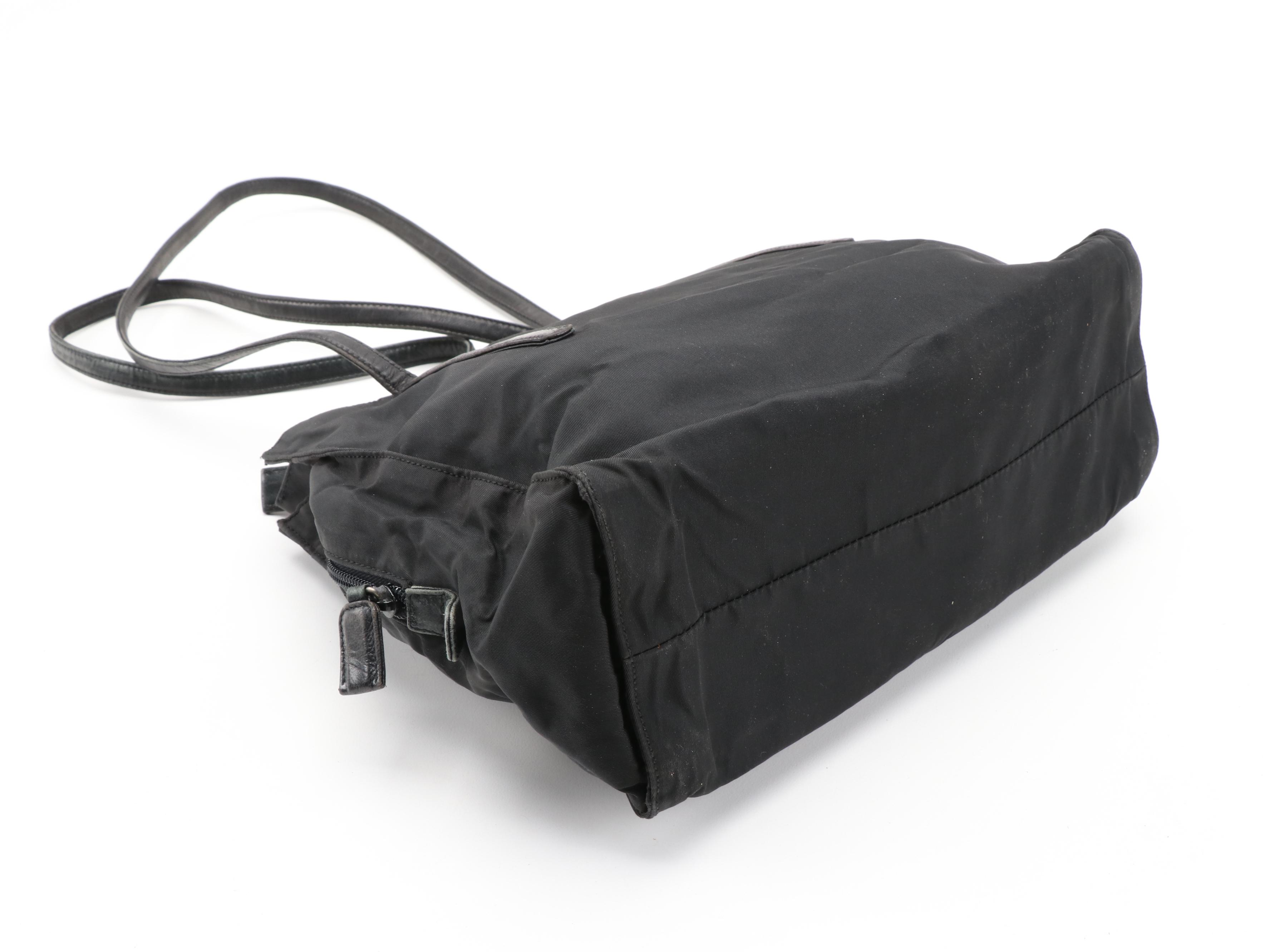 Prada Triple Compartment Shoulder Bag in Black Nylon and Leather