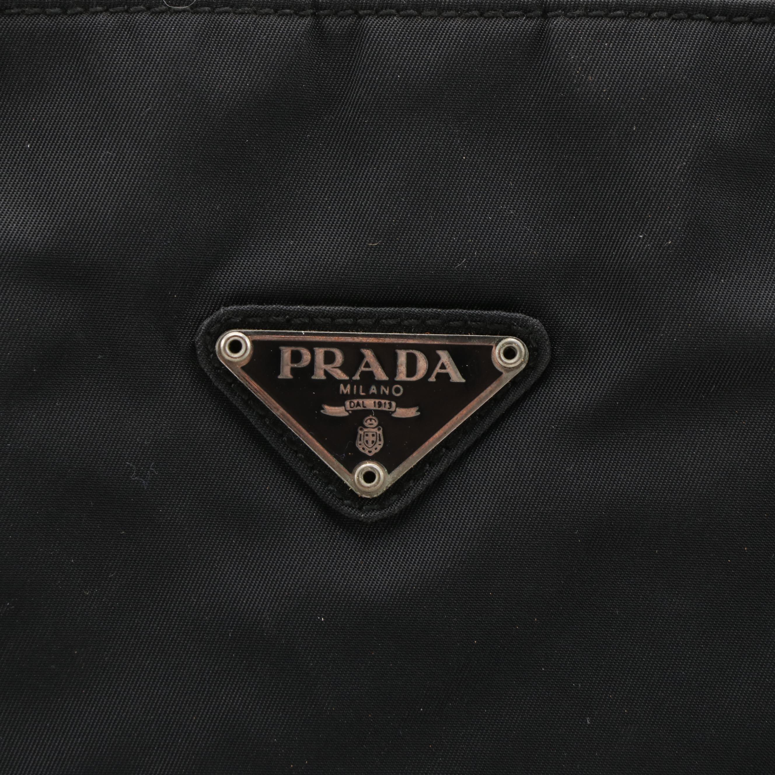 Prada Triple Compartment Shoulder Bag in Black Nylon and Leather
